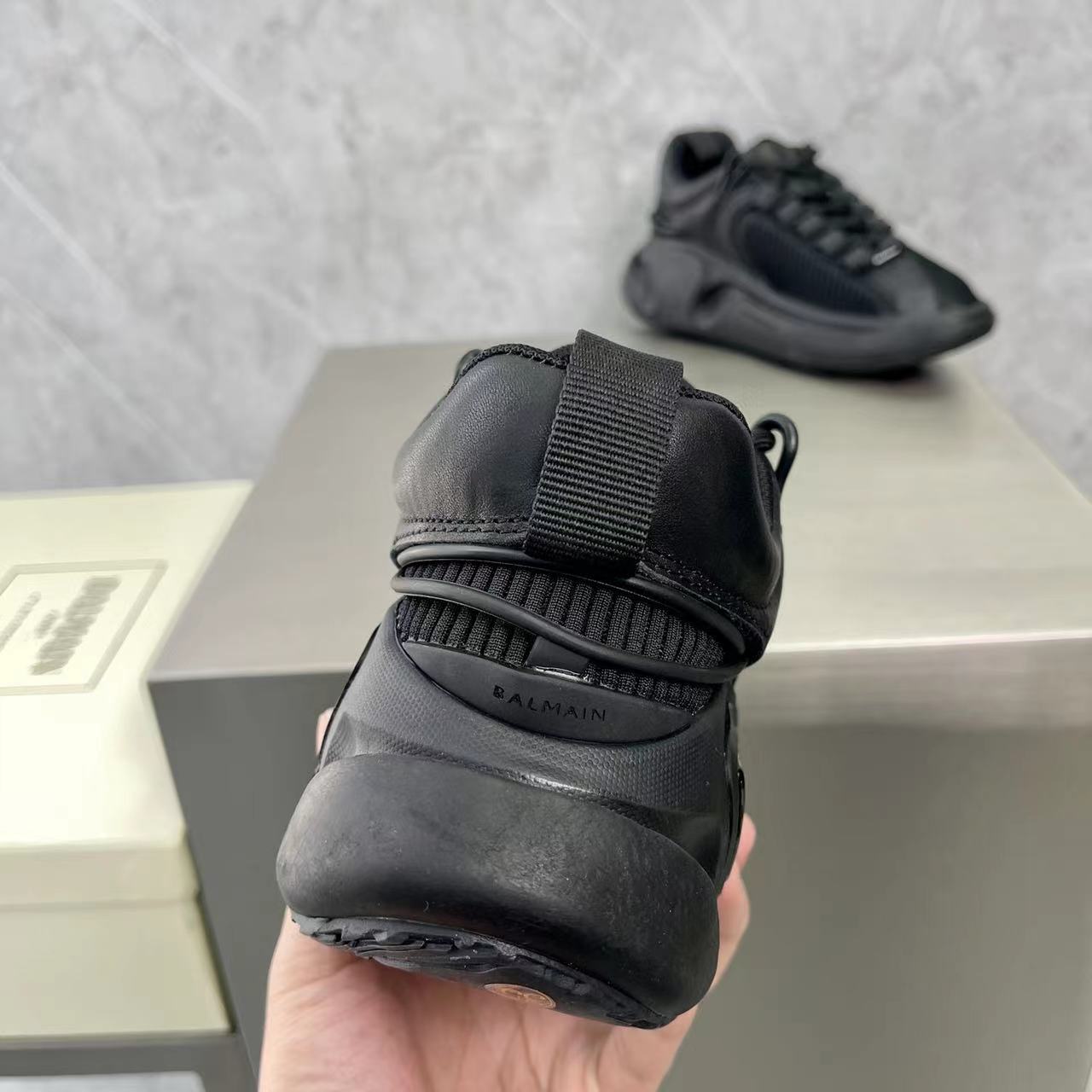 Balmain Bicolor Gummy Leather And Mesh B-Runner Sneakers - DopestKickz