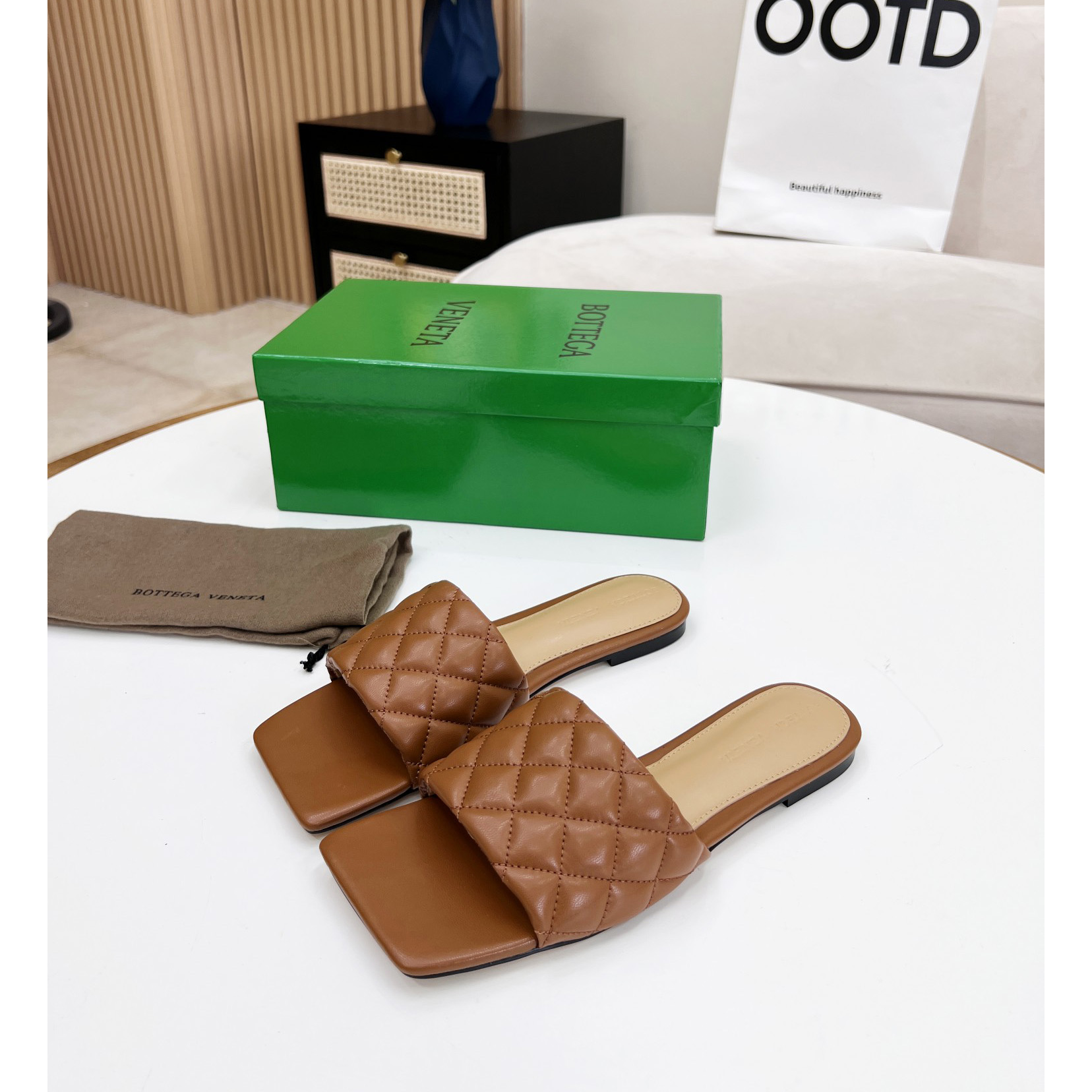 Bottega Veneta Padded Leather Sandals - DopestKickz