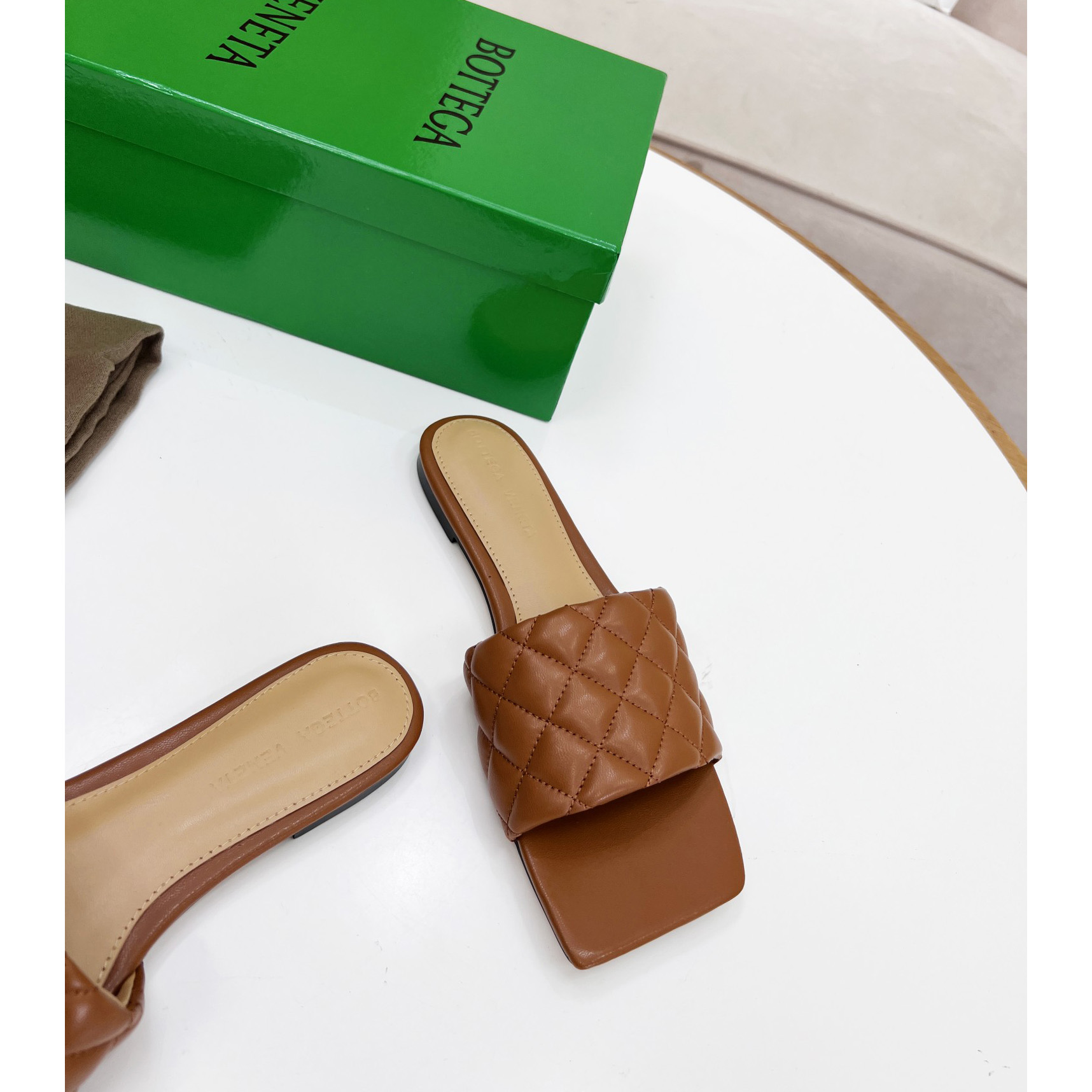 Bottega Veneta Padded Leather Sandals - DopestKickz