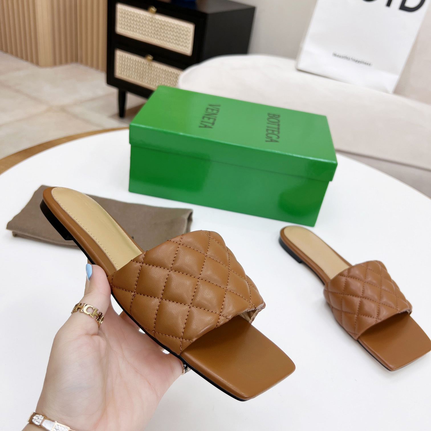 Bottega Veneta Padded Leather Sandals - DopestKickz