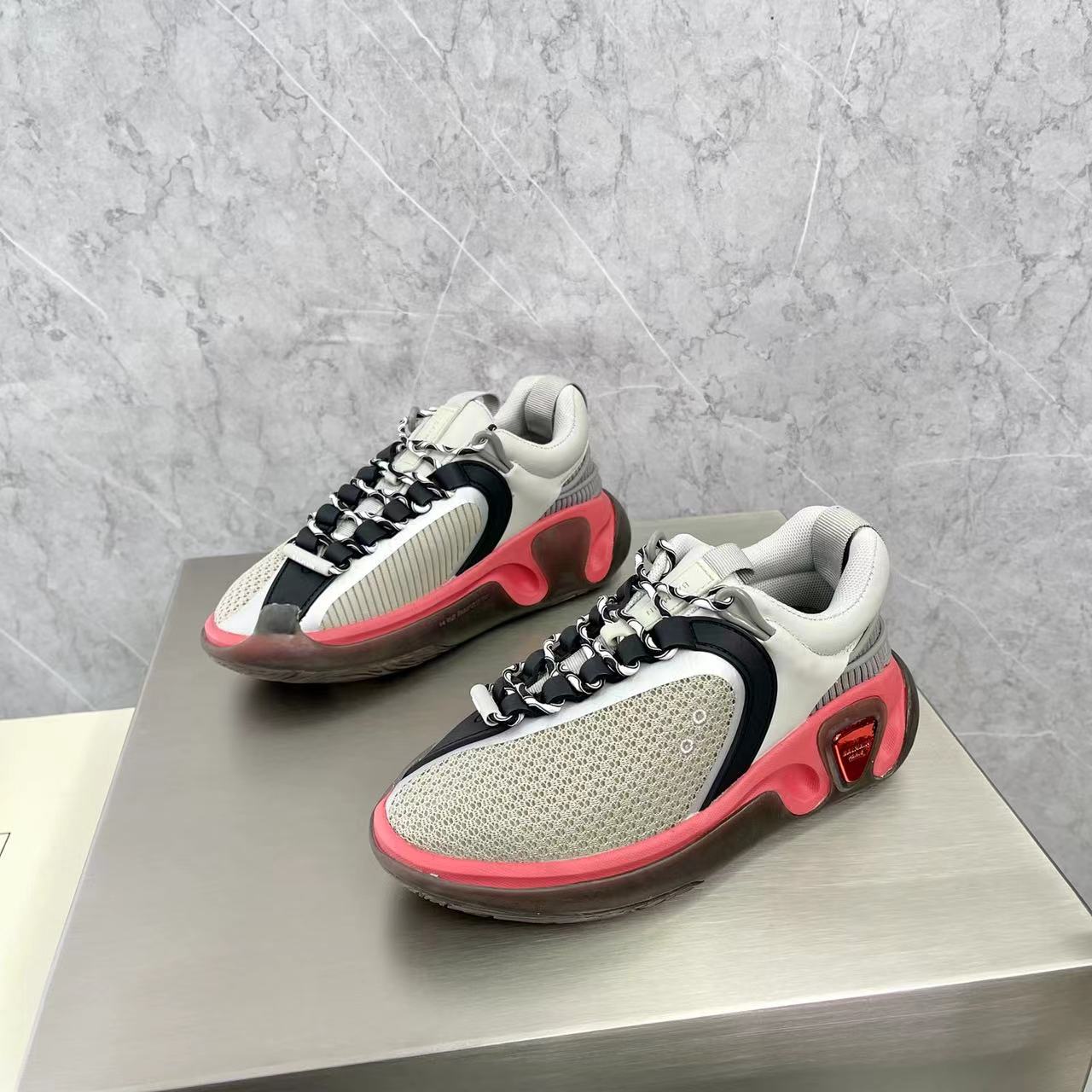 Balmain Bicolor Gummy Leather And Mesh B-Runner Sneakers - DopestKickz