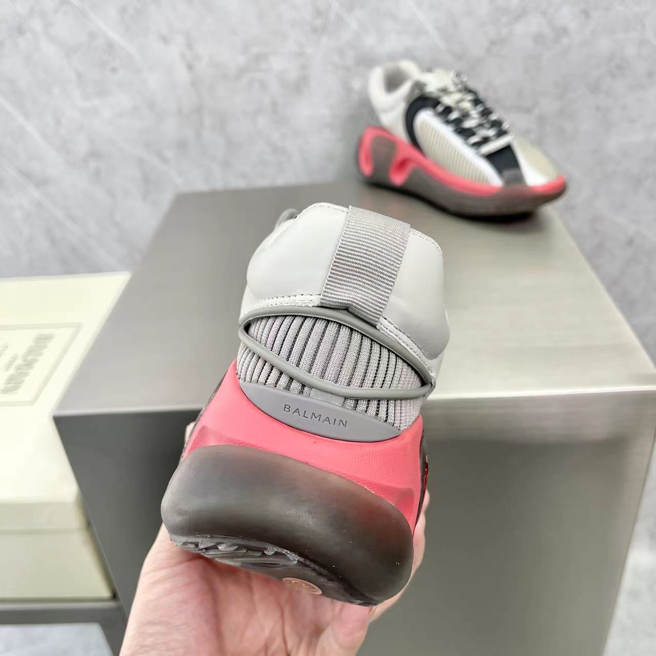 Balmain Bicolor Gummy Leather And Mesh B-Runner Sneakers - DopestKickz