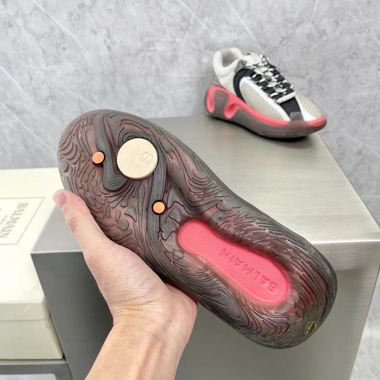 Balmain Bicolor Gummy Leather And Mesh B-Runner Sneakers - DopestKickz