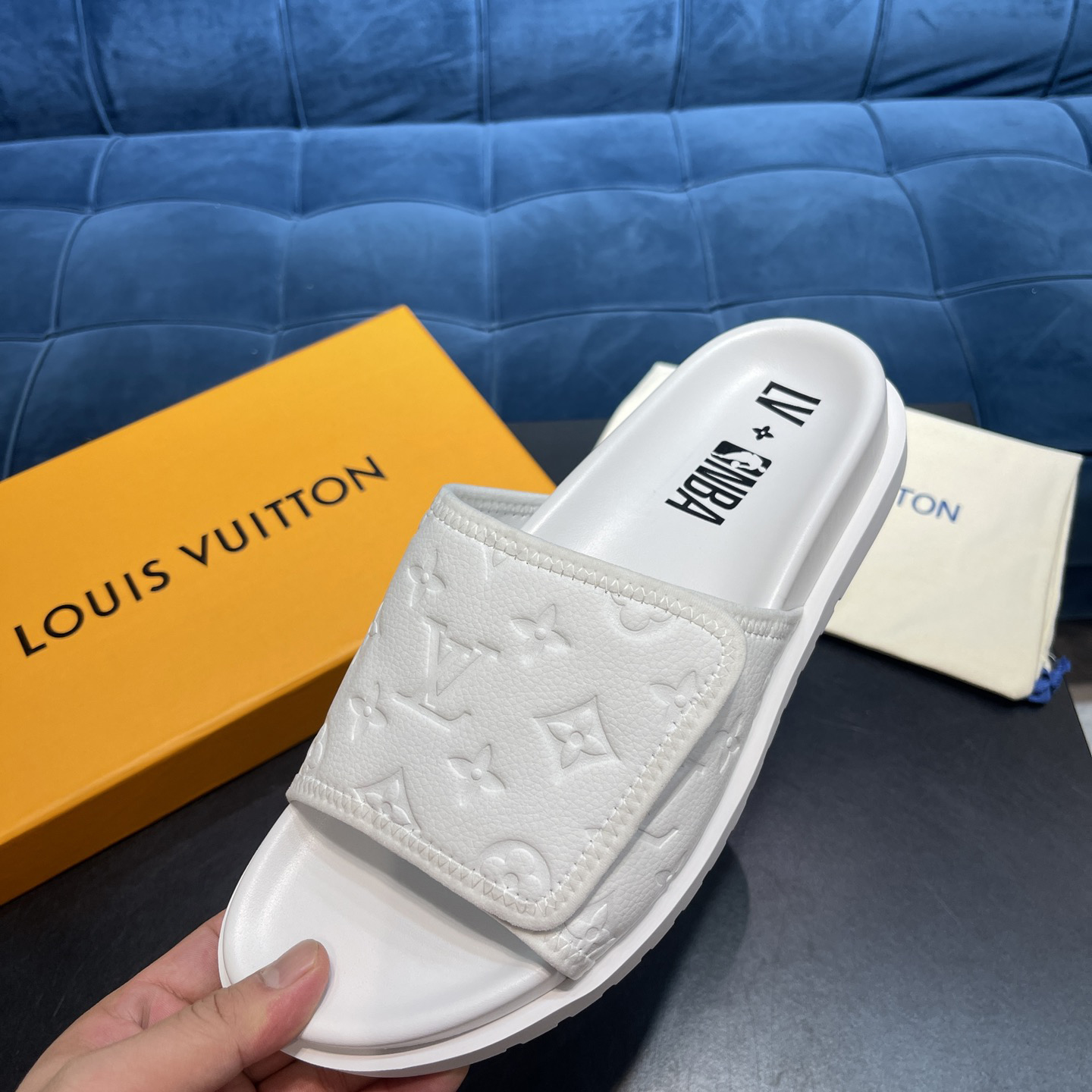 Louis Vuitton x NBA Monogram Slipper - DopestKickz