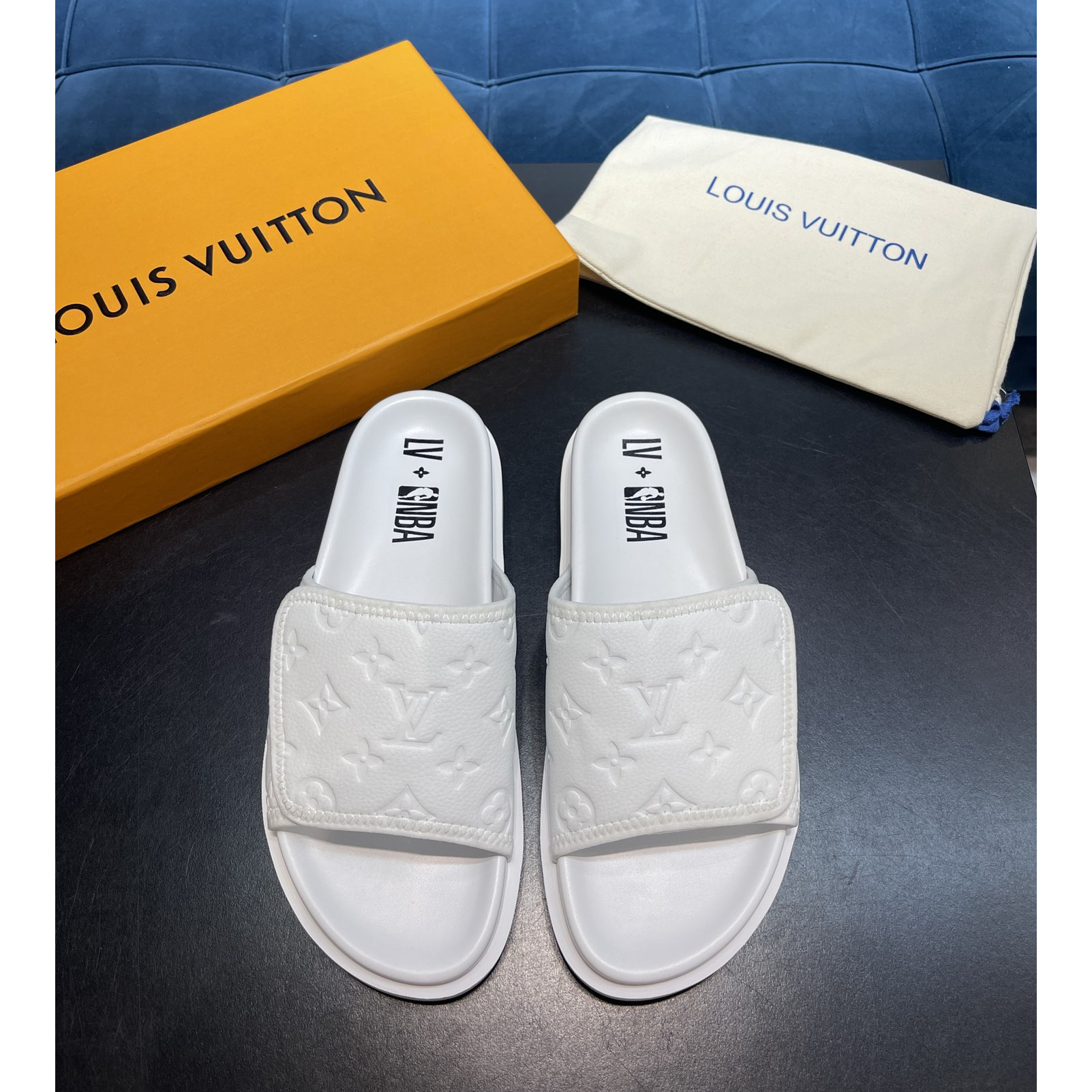 Louis Vuitton x NBA Monogram Slipper - DopestKickz