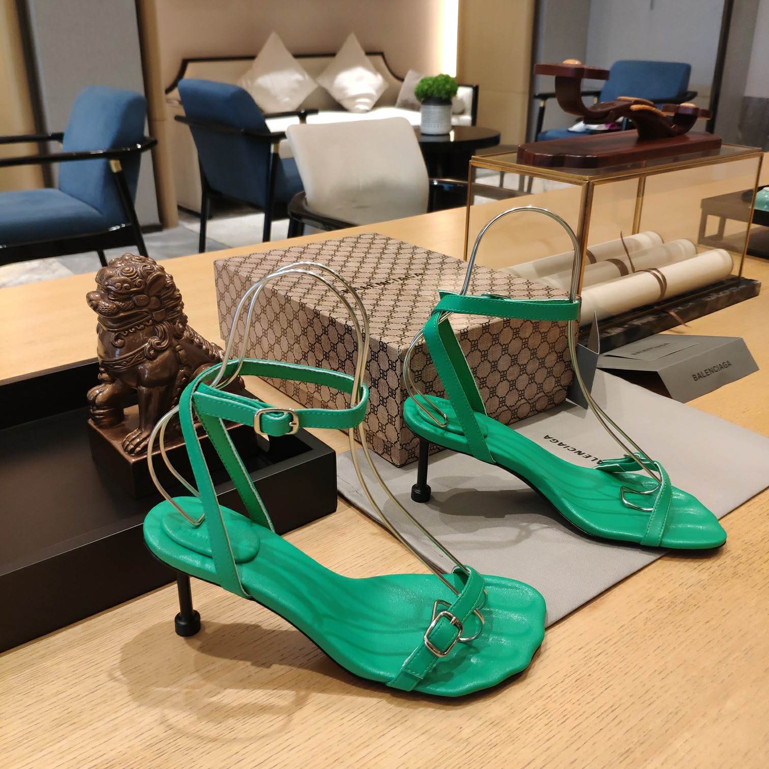 Balenciaga Logo High Heeled Sandals (7CM) - DopestKickz