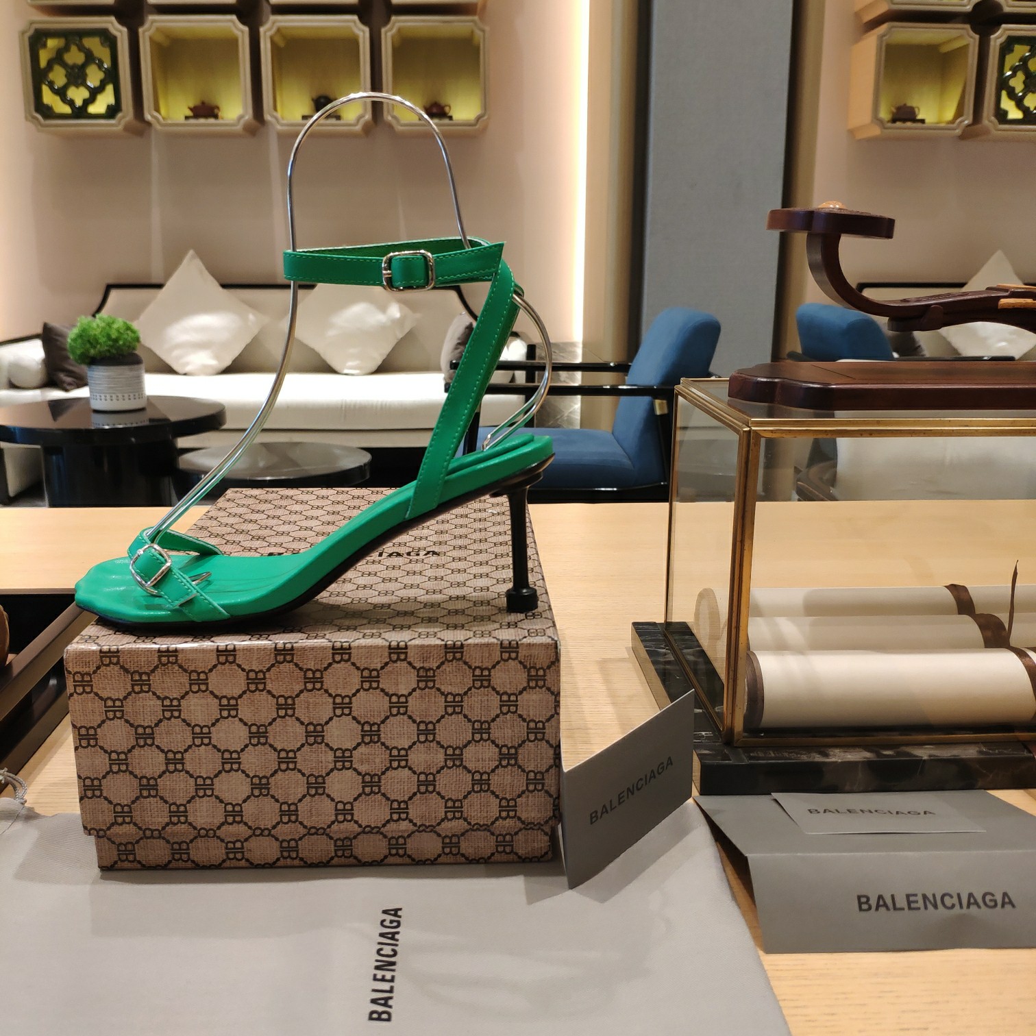 Balenciaga Logo High Heeled Sandals (7CM) - DopestKickz