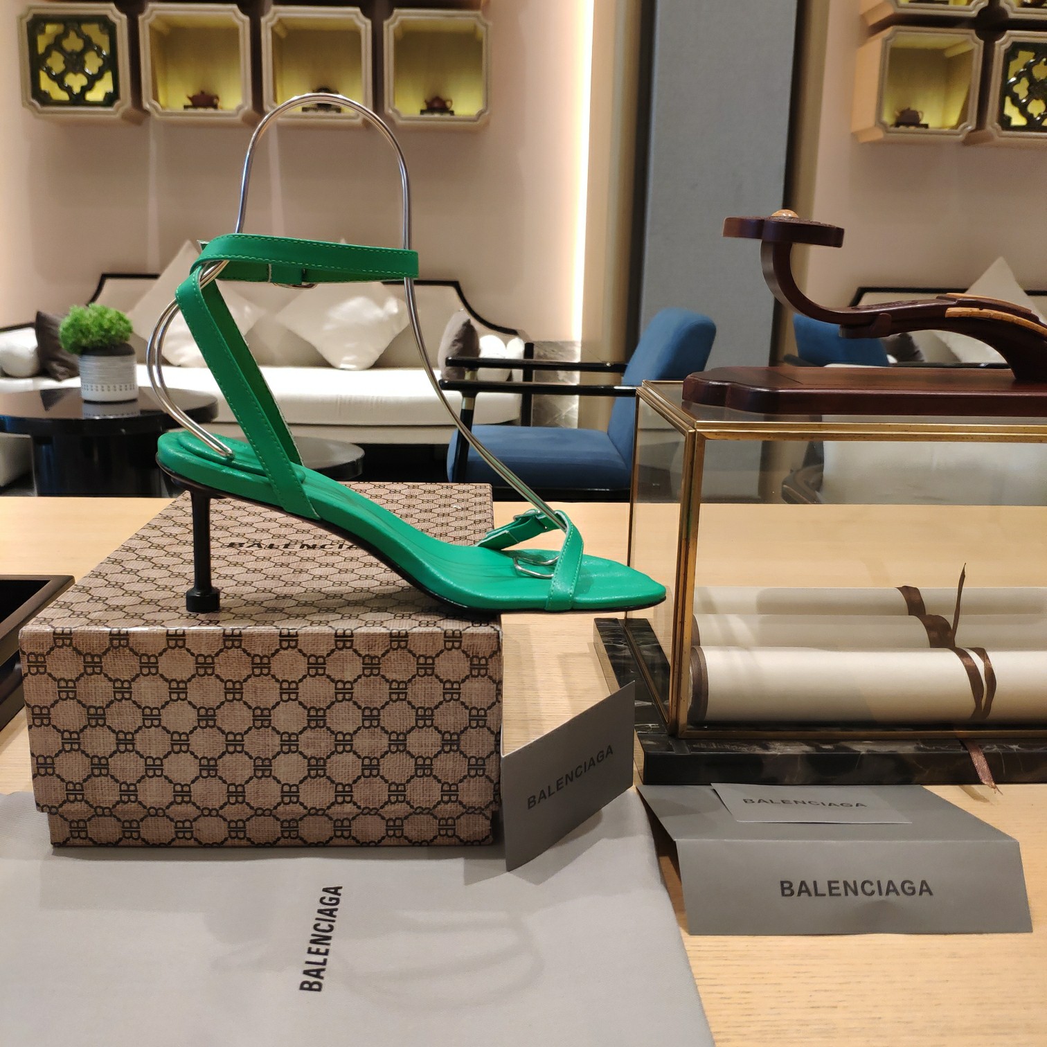 Balenciaga Logo High Heeled Sandals (7CM) - DopestKickz