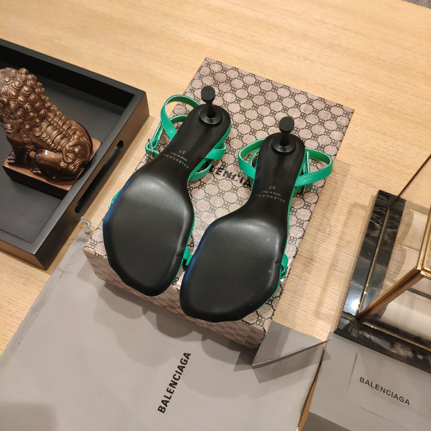 Balenciaga Logo High Heeled Sandals (7CM) - DopestKickz