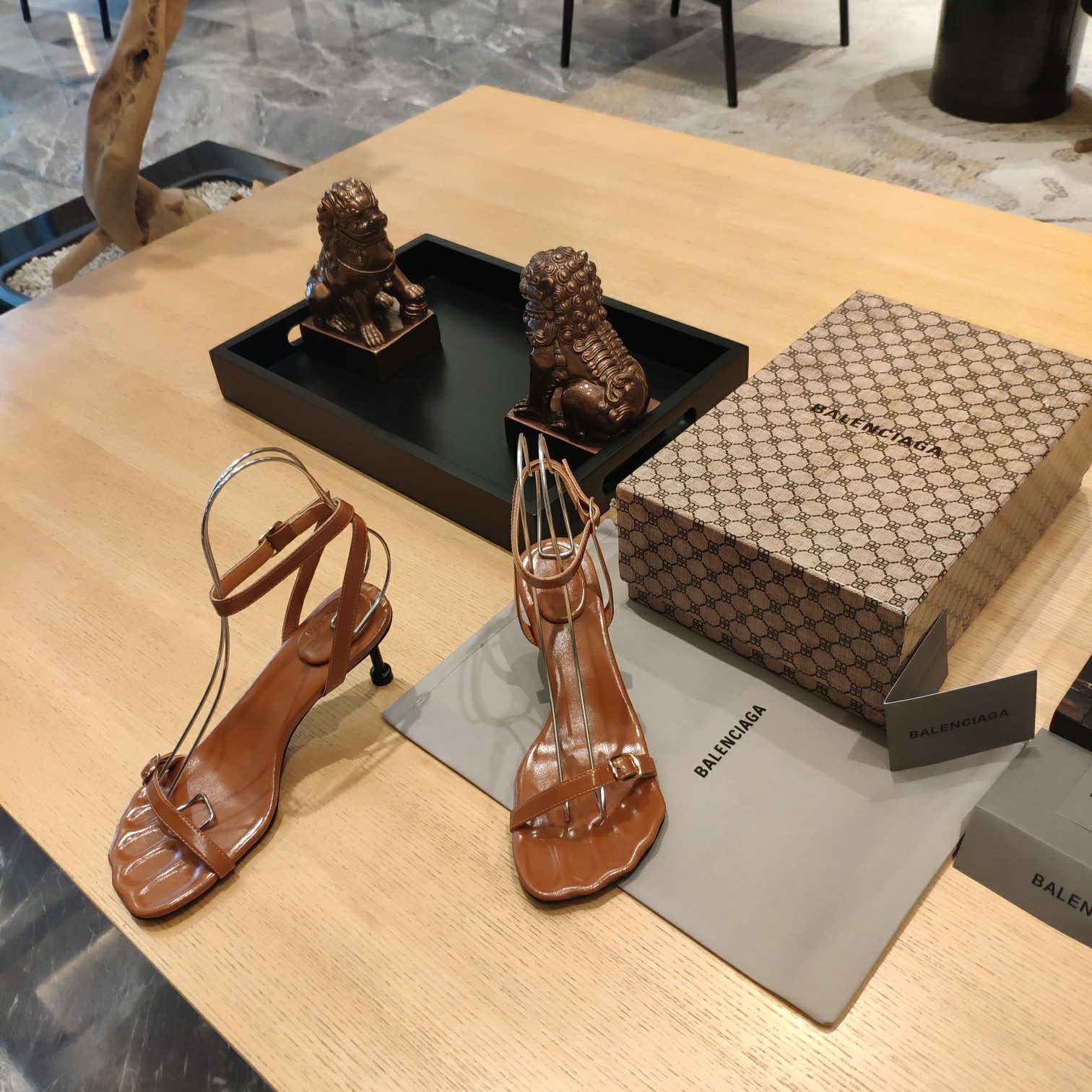 Balenciaga Logo High Heeled Sandals (7CM) - DopestKickz