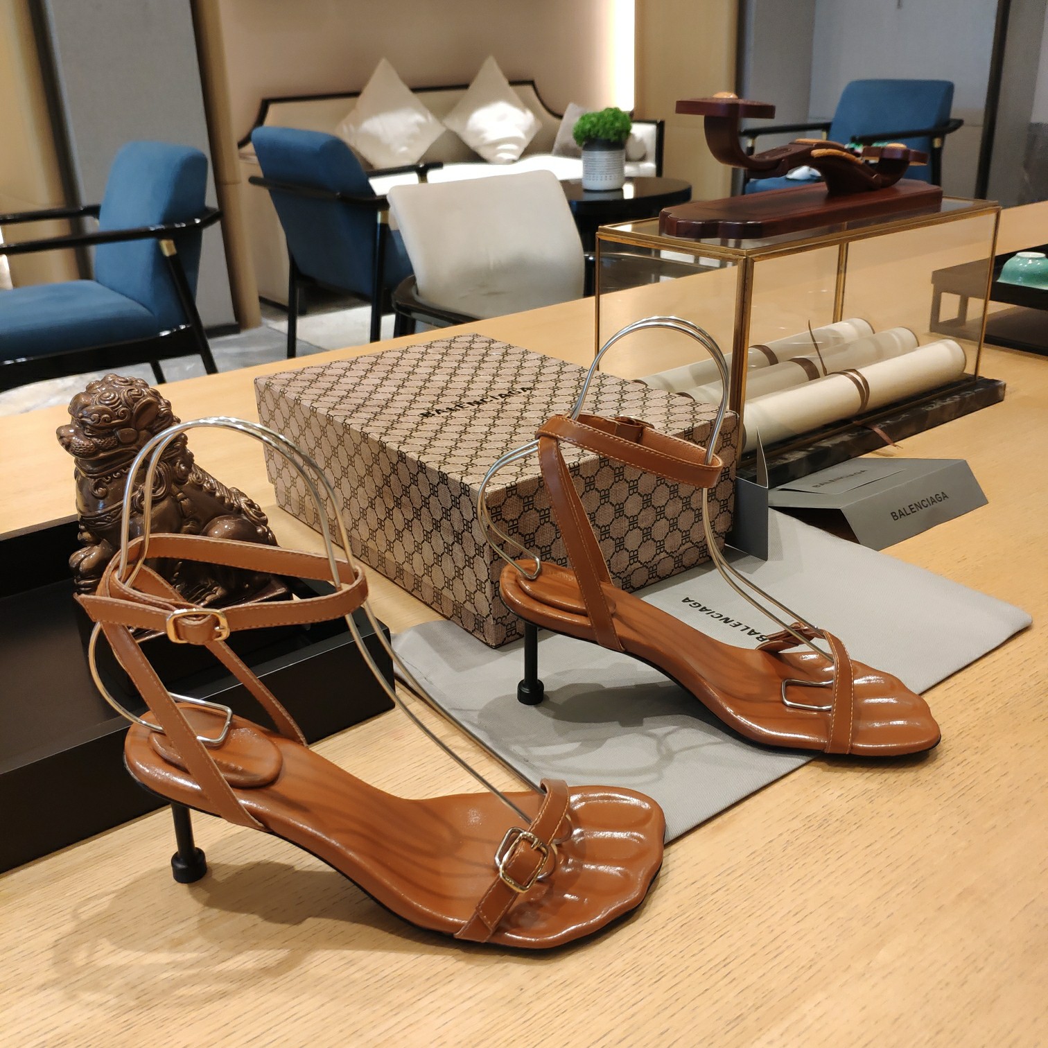 Balenciaga Logo High Heeled Sandals (7CM) - DopestKickz