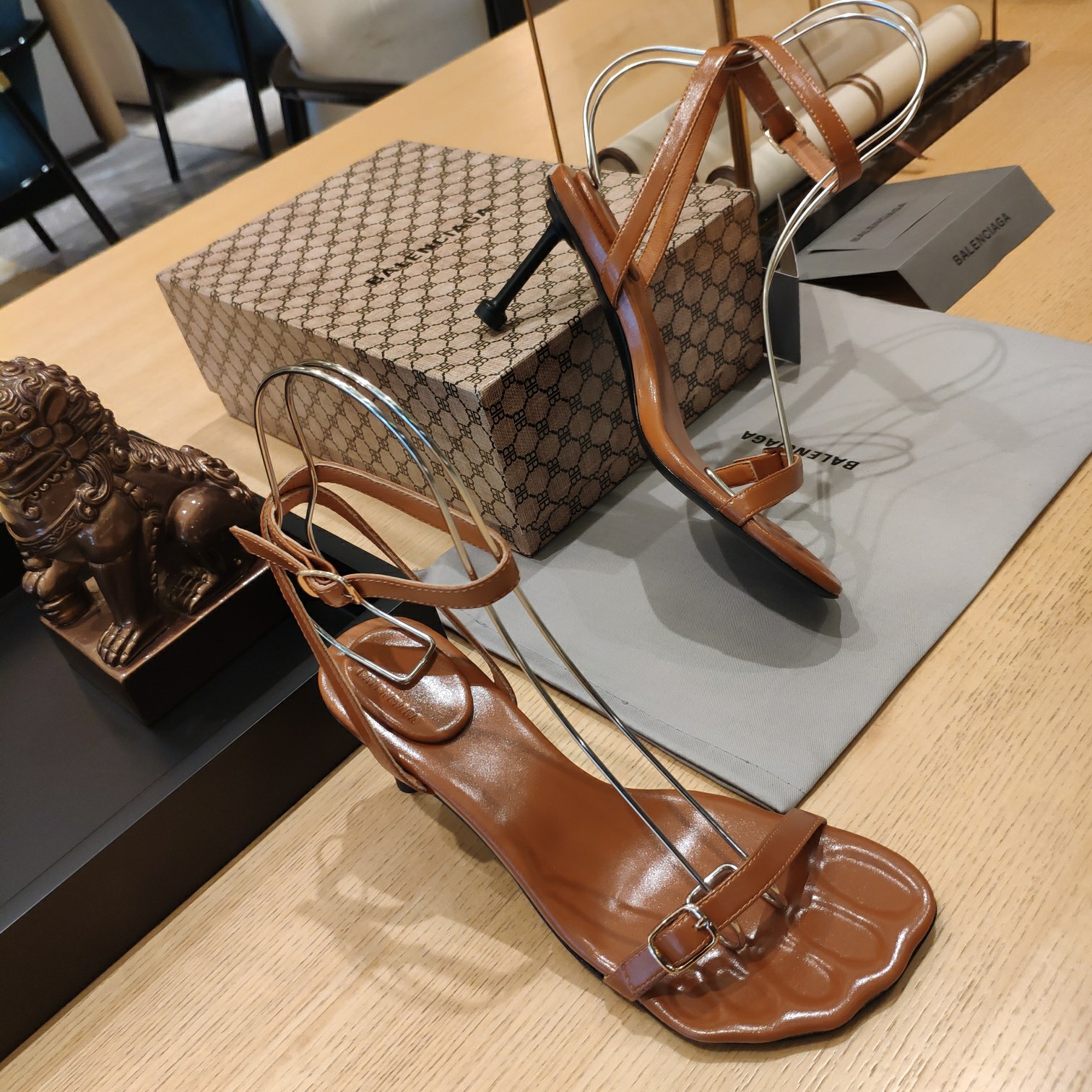 Balenciaga Logo High Heeled Sandals (7CM) - DopestKickz