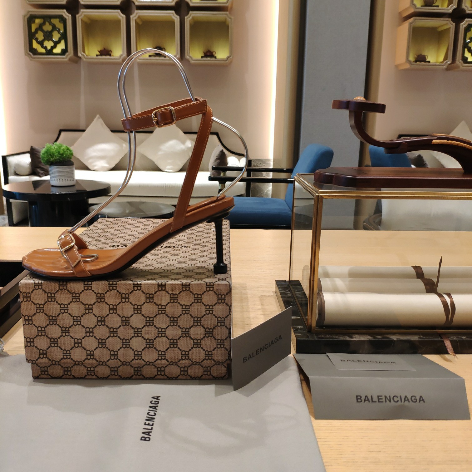 Balenciaga Logo High Heeled Sandals (7CM) - DopestKickz