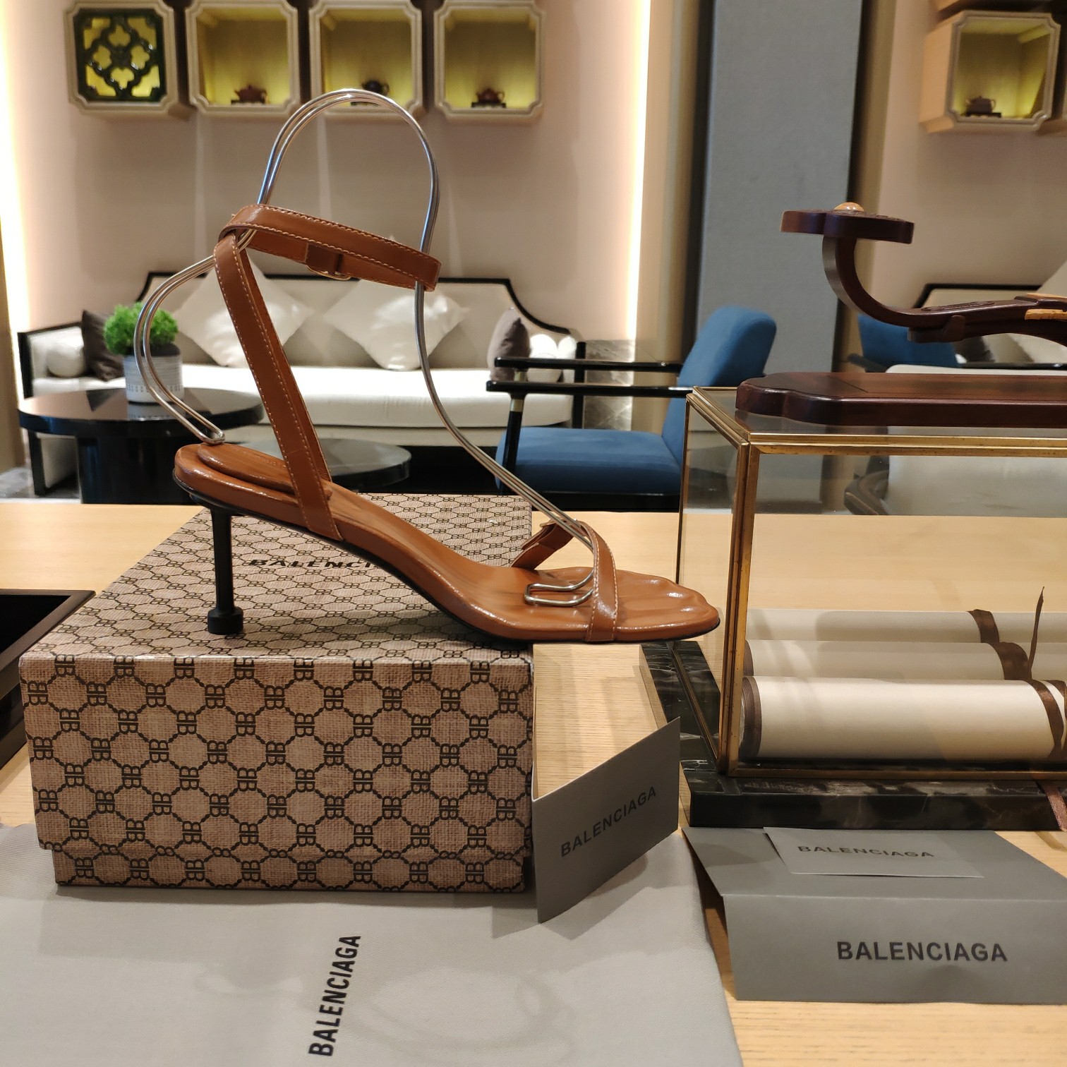 Balenciaga Logo High Heeled Sandals (7CM) - DopestKickz