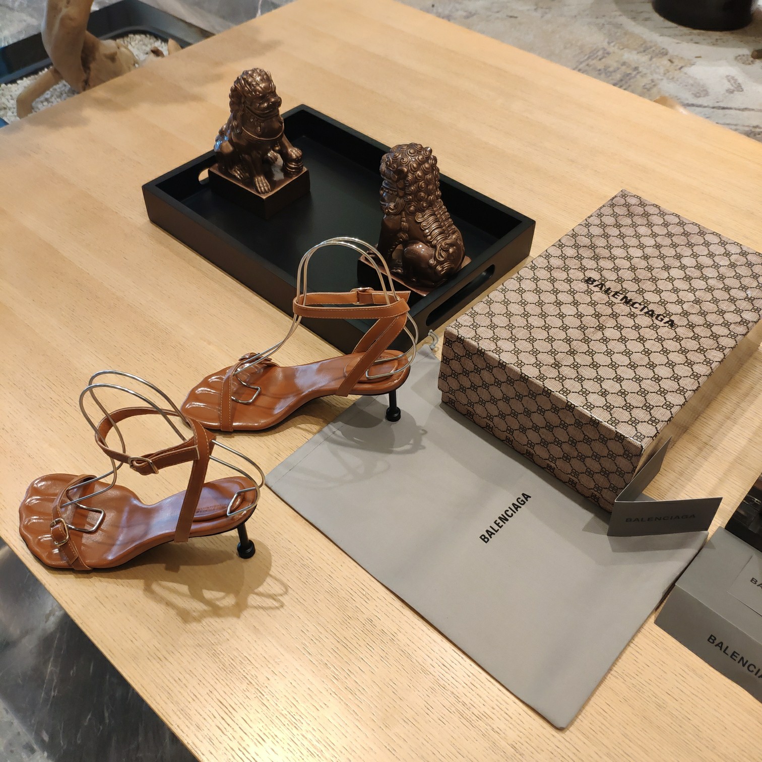 Balenciaga Logo High Heeled Sandals (7CM) - DopestKickz