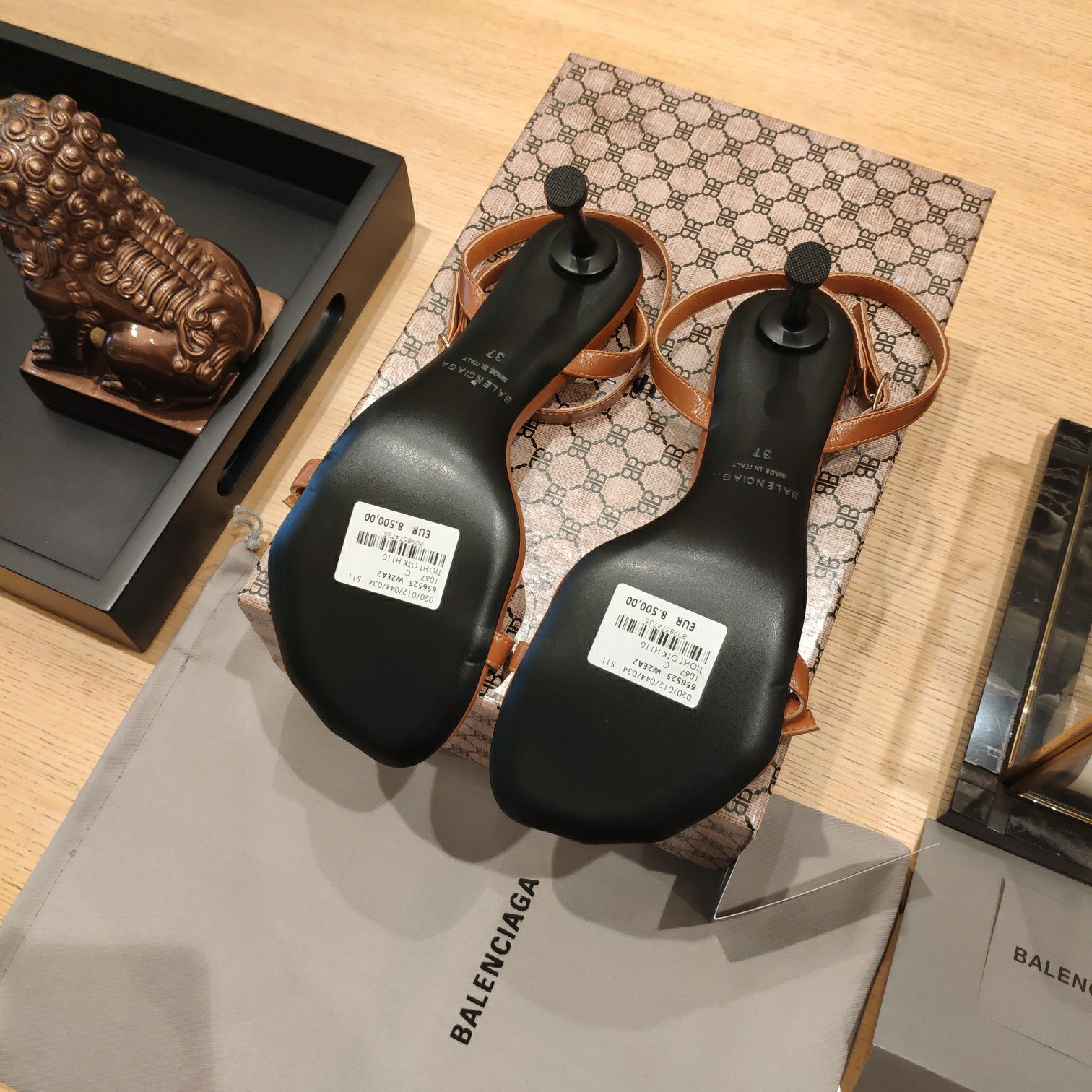 Balenciaga Logo High Heeled Sandals (7CM) - DopestKickz