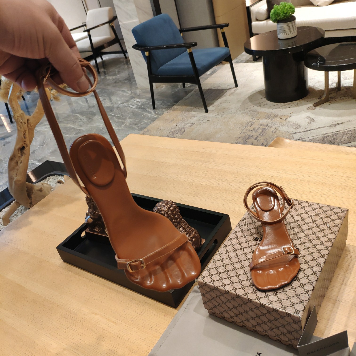 Balenciaga Logo High Heeled Sandals (7CM) - DopestKickz