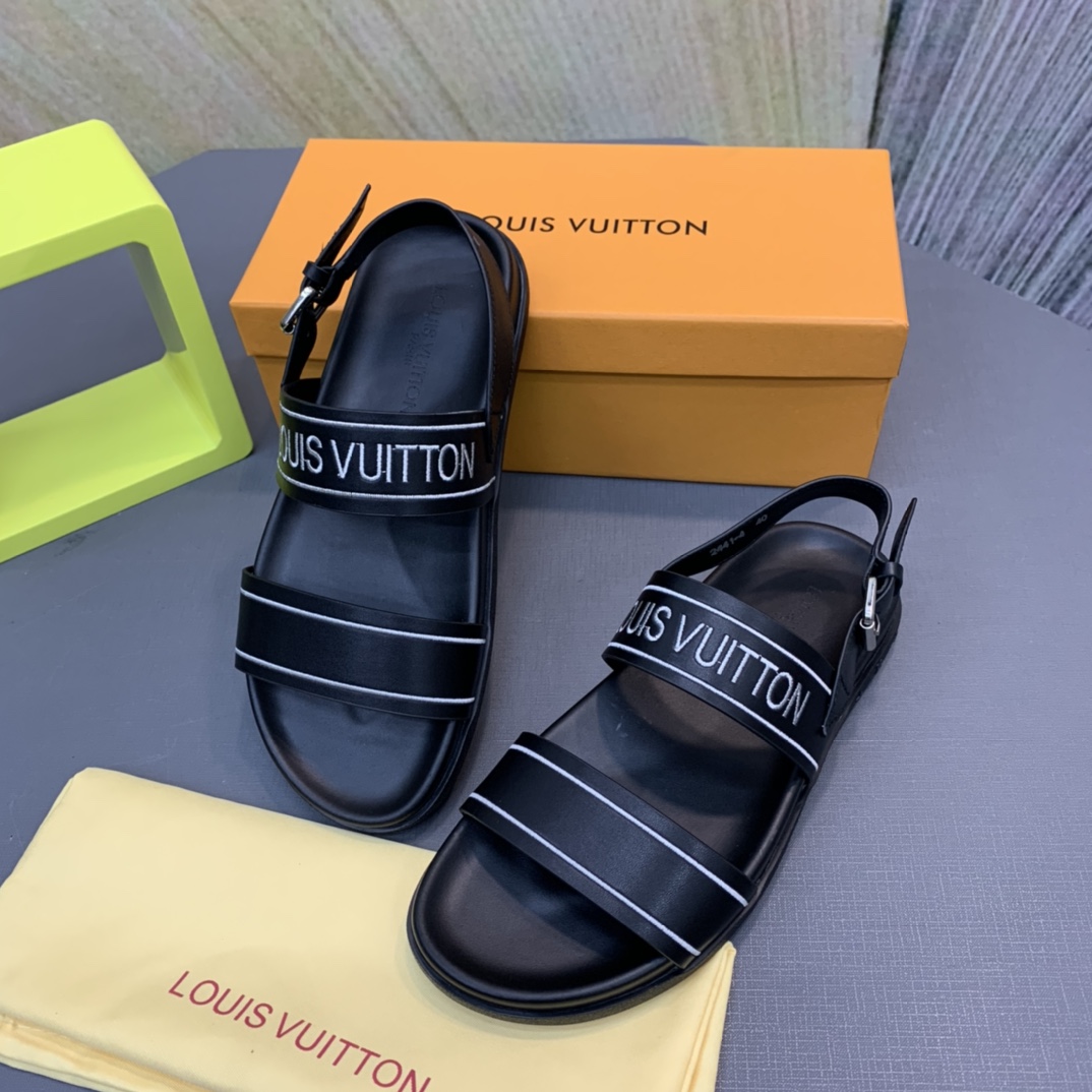Louis Vuitton Logo Sandals - DopestKickz