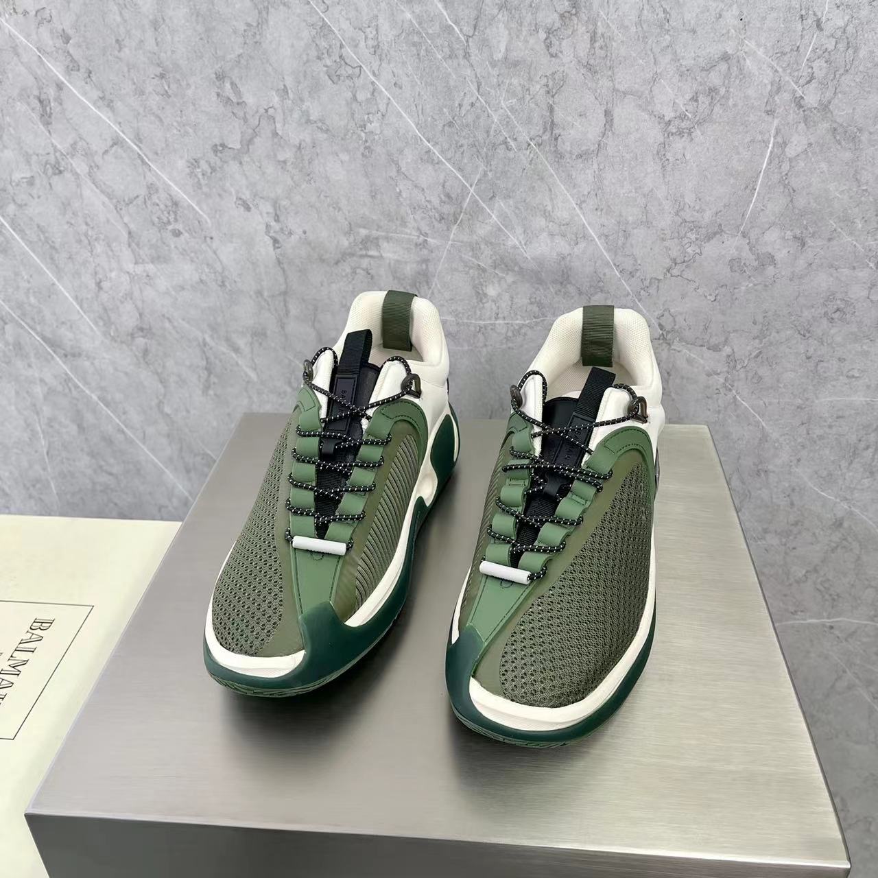 Balmain Bicolor Gummy Leather And Mesh B-Runner Sneakers - DopestKickz