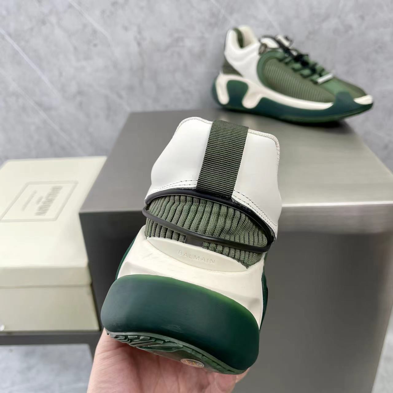 Balmain Bicolor Gummy Leather And Mesh B-Runner Sneakers - DopestKickz