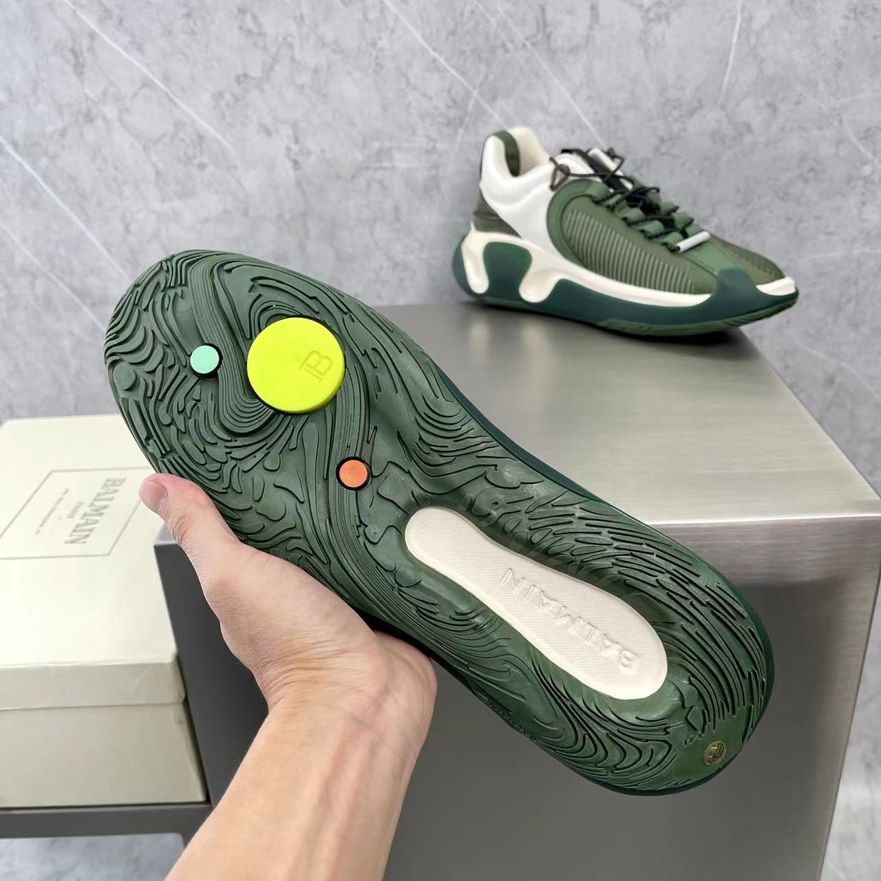 Balmain Bicolor Gummy Leather And Mesh B-Runner Sneakers - DopestKickz