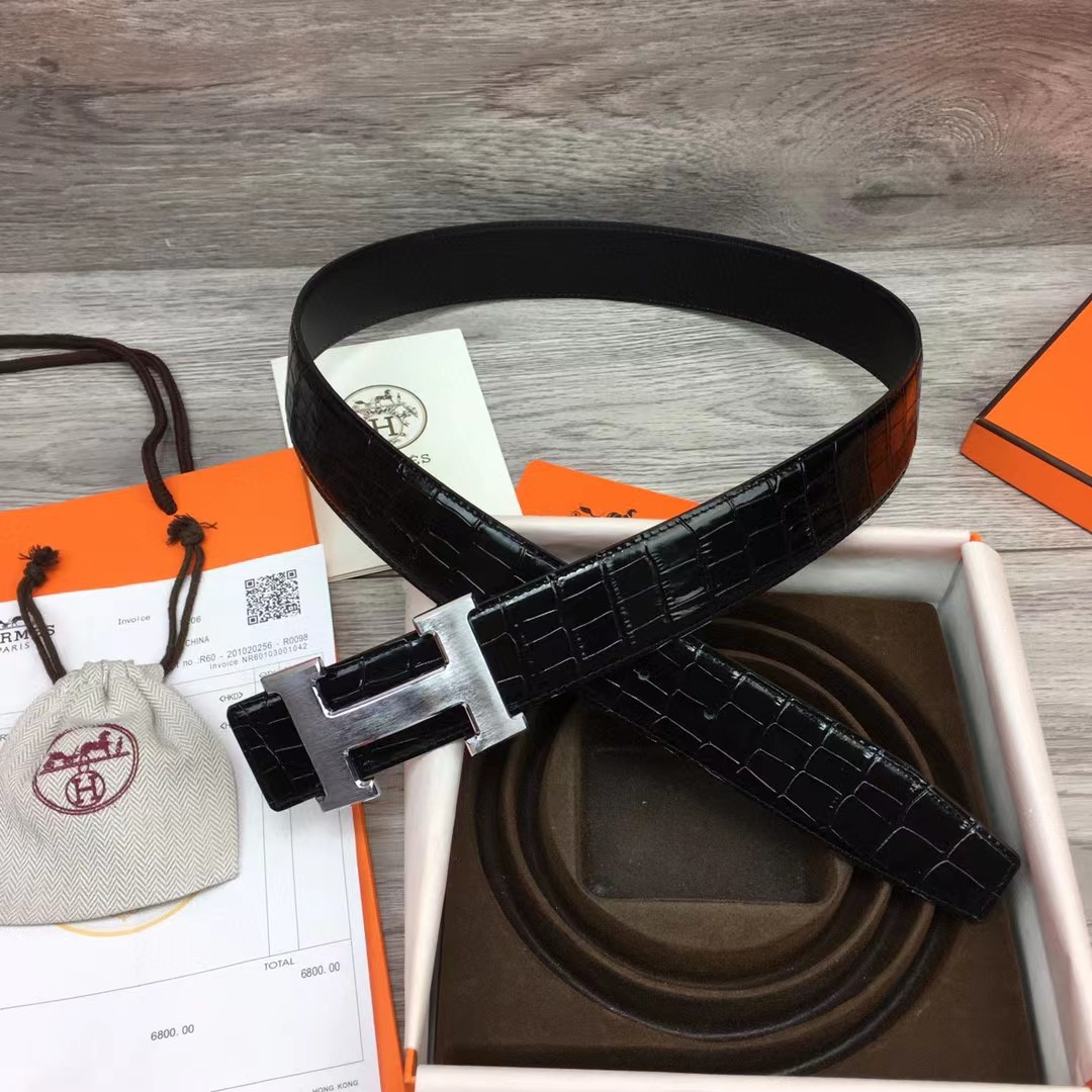 Hermes Black Leather Belt - DopestKickz