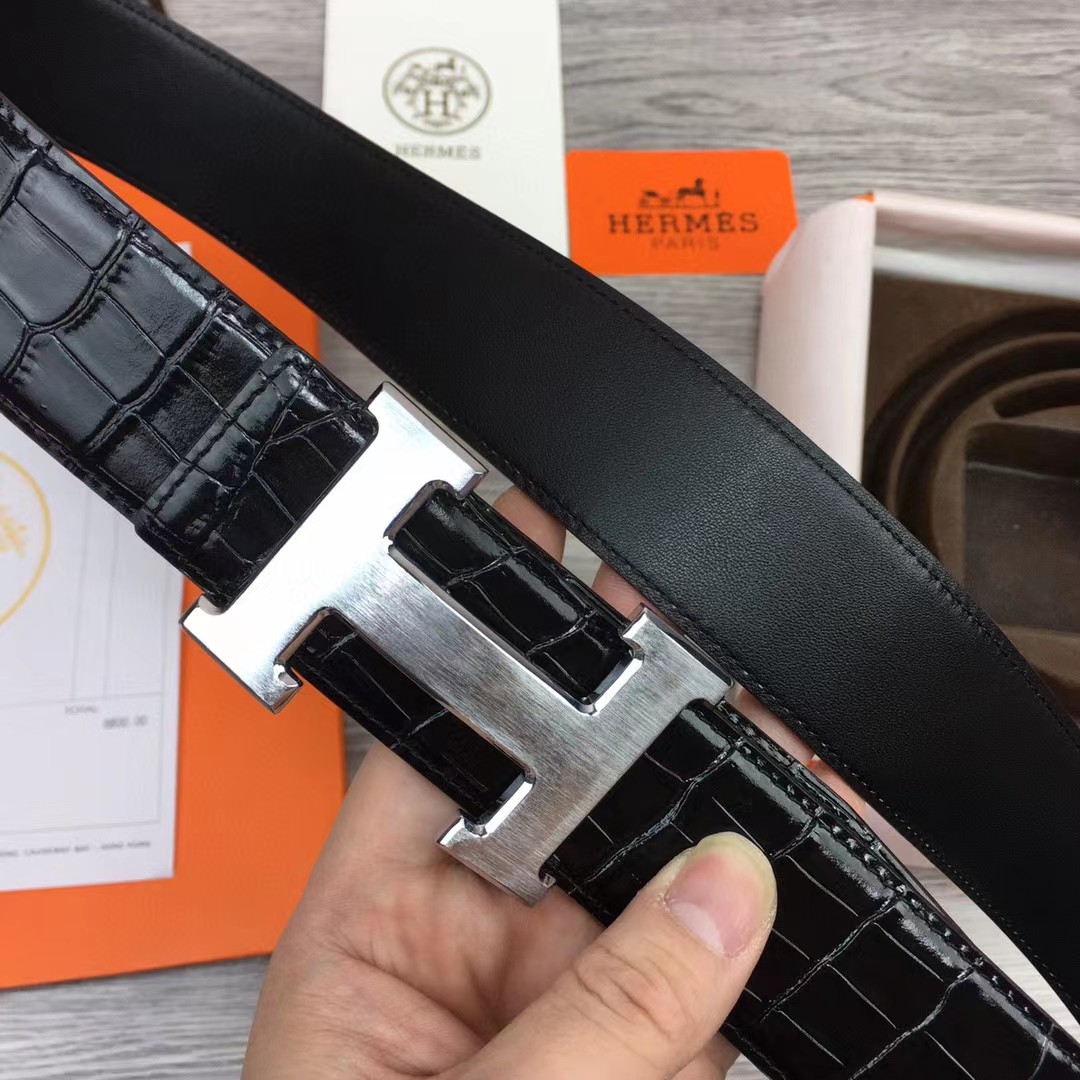 Hermes Black Leather Belt - DopestKickz