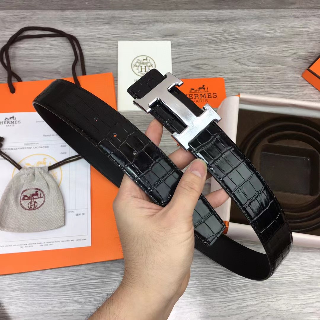Hermes Black Leather Belt - DopestKickz