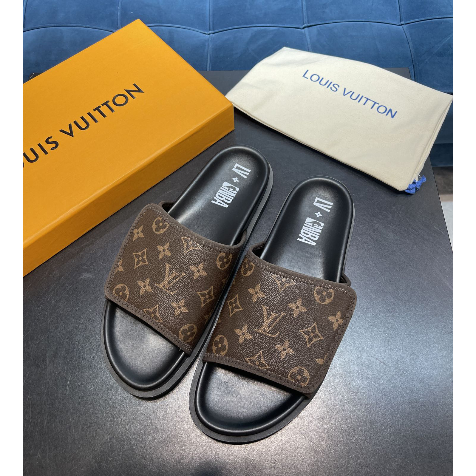 Louis Vuitton x NBA Monogram Slipper - DopestKickz