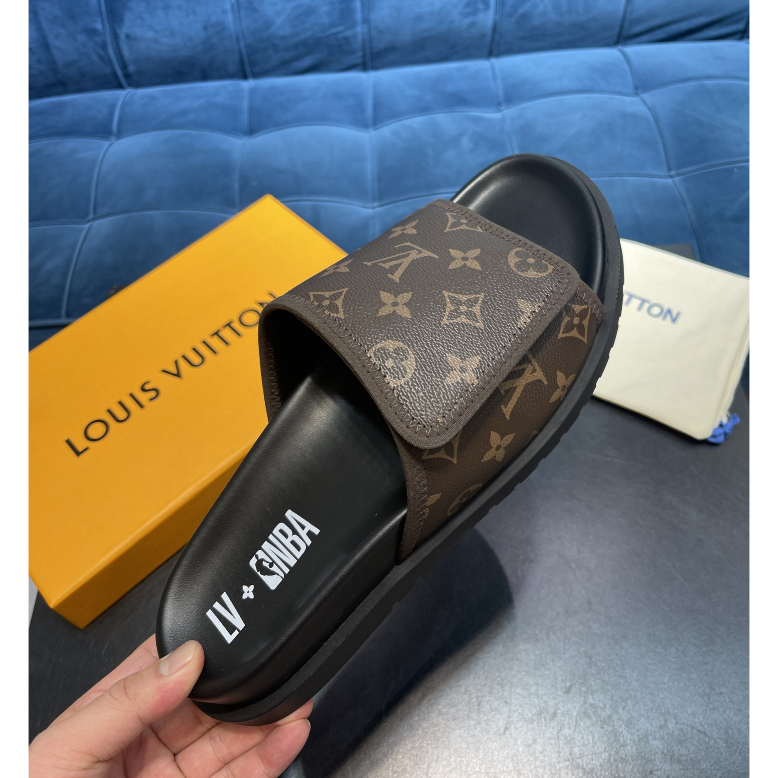 Louis Vuitton x NBA Monogram Slipper - DopestKickz