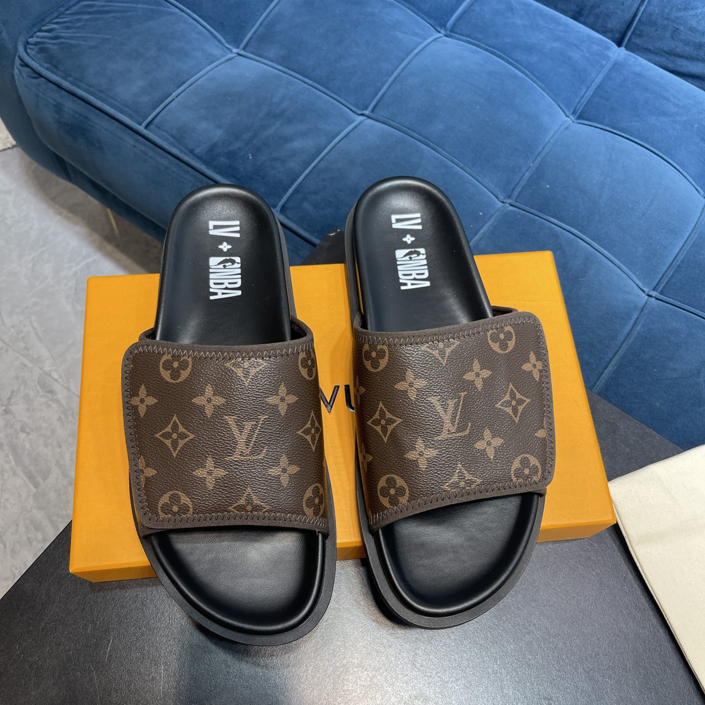 Louis Vuitton x NBA Monogram Slipper - DopestKickz