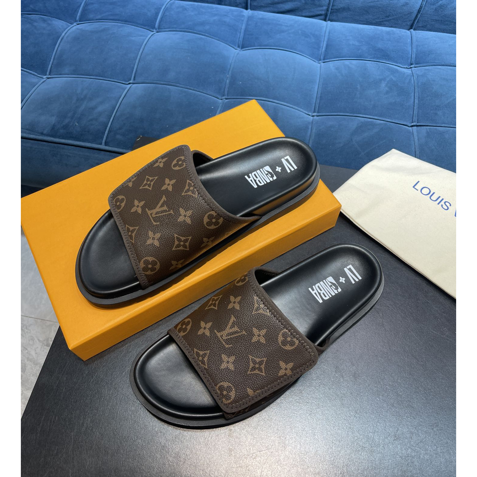 Louis Vuitton x NBA Monogram Slipper - DopestKickz