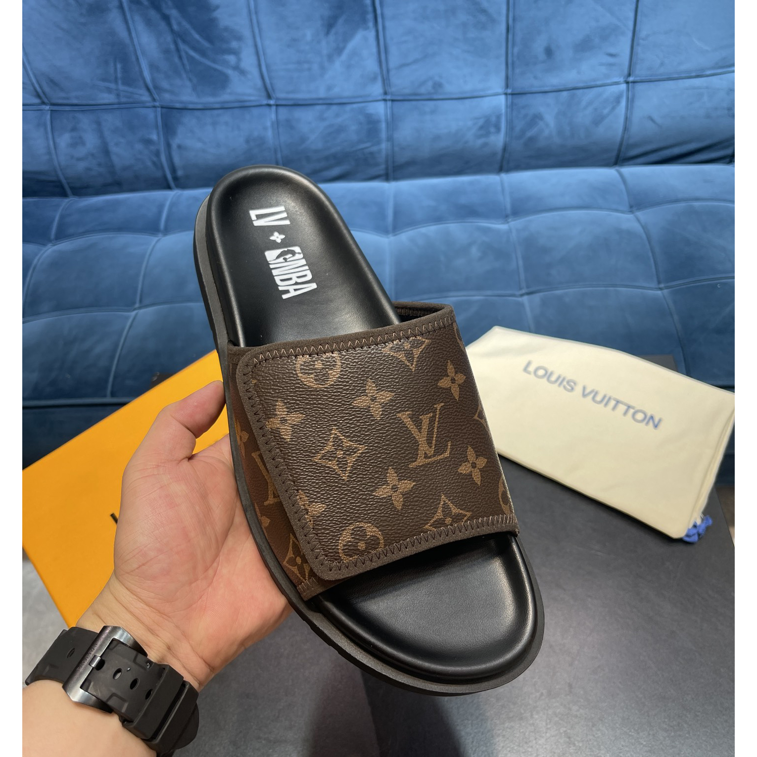 Louis Vuitton x NBA Monogram Slipper - DopestKickz