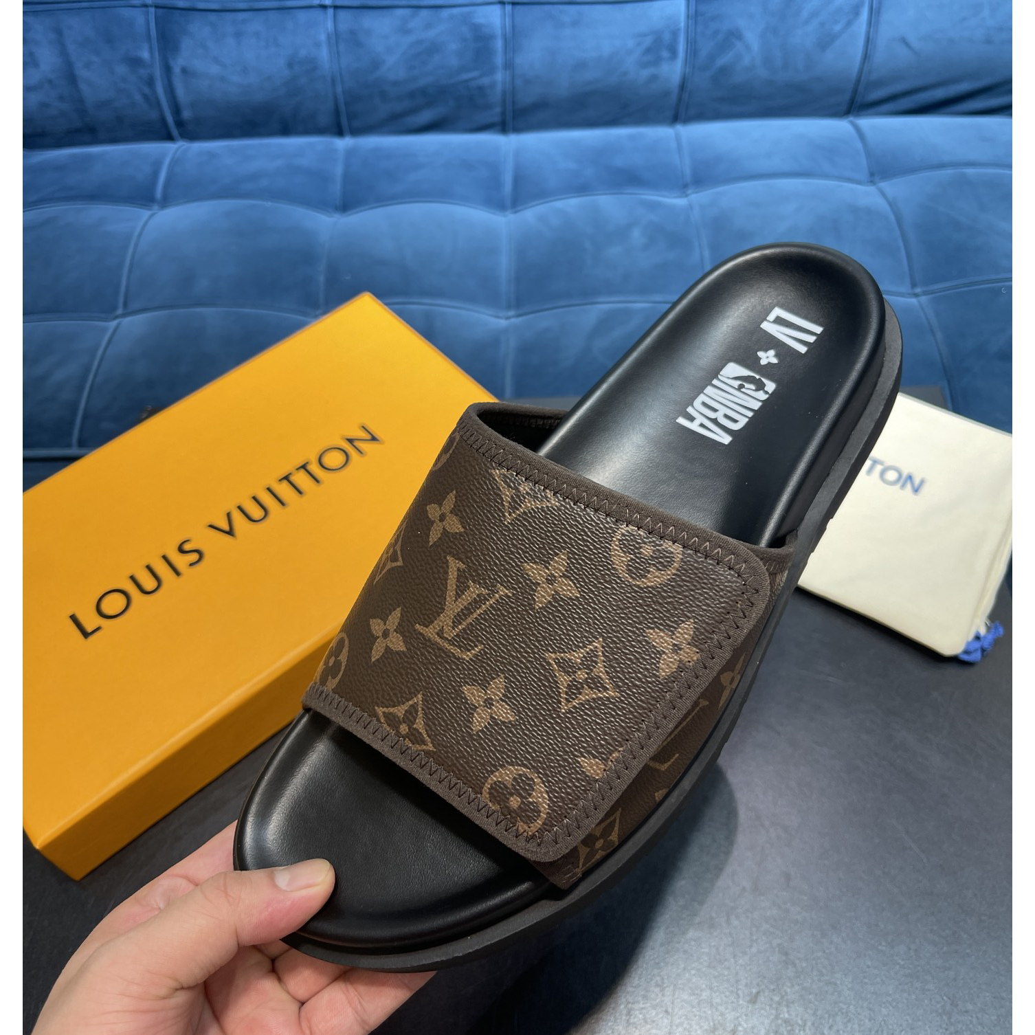 Louis Vuitton x NBA Monogram Slipper - DopestKickz