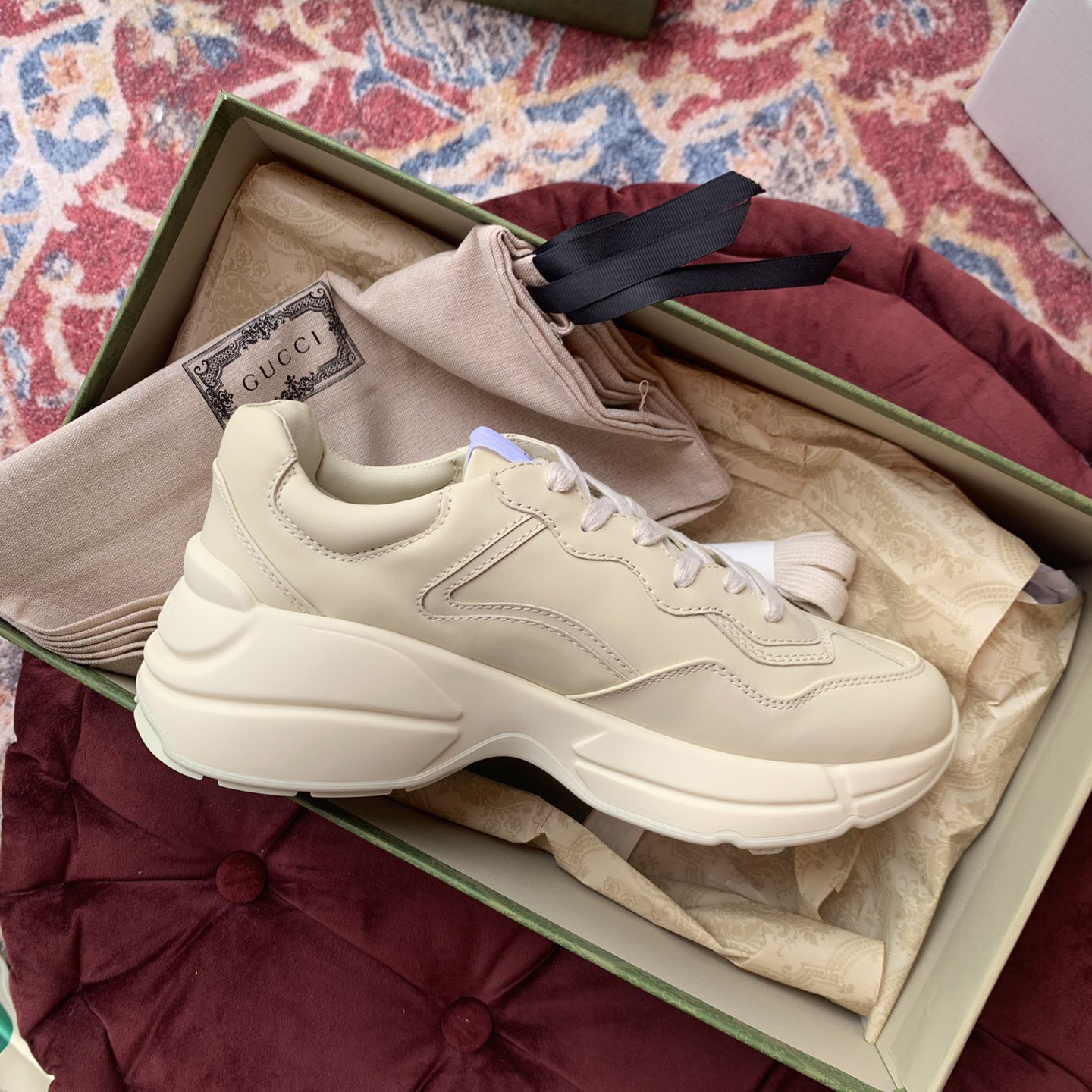 Gucci Men's Rhyton Sneaker In White - DopestKickz