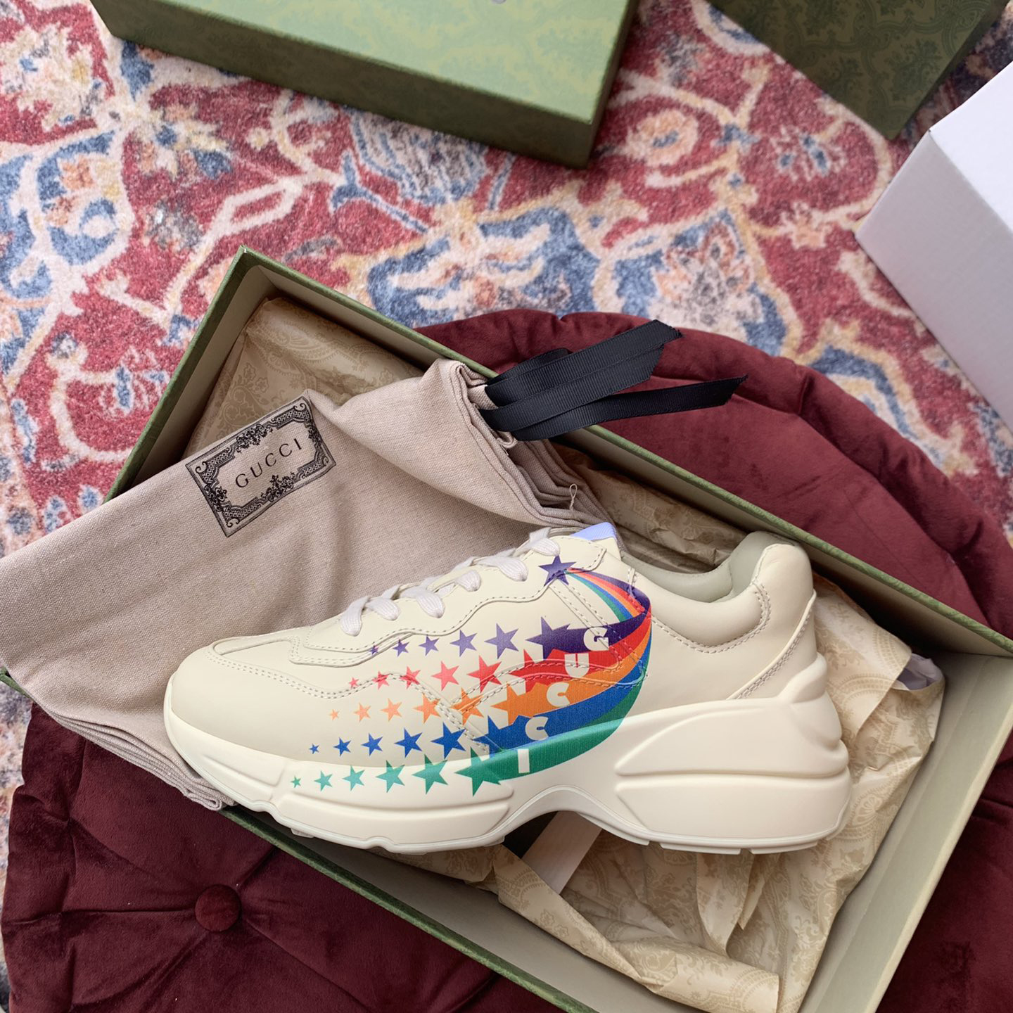 Gucci Men's Rhyton Sneaker In White - DopestKickz