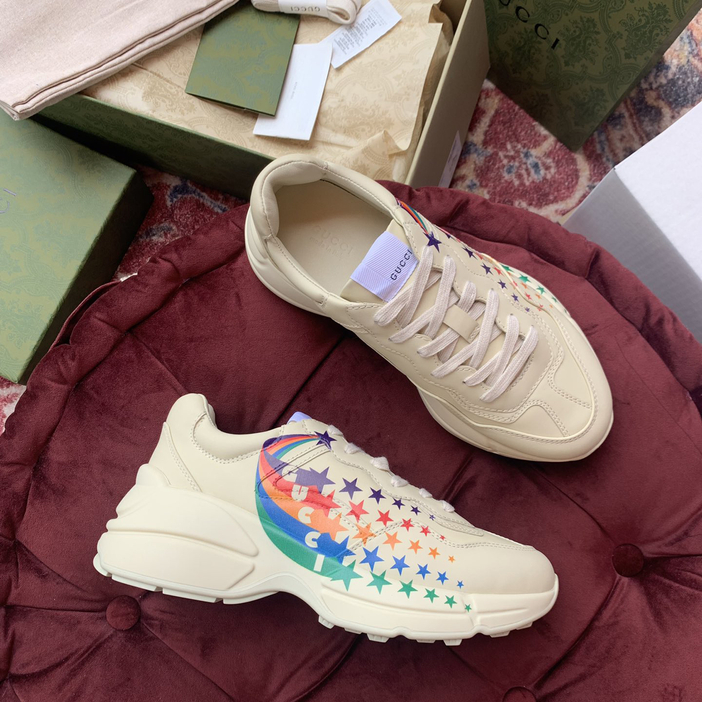 Gucci Men's Rhyton Sneaker In White - DopestKickz