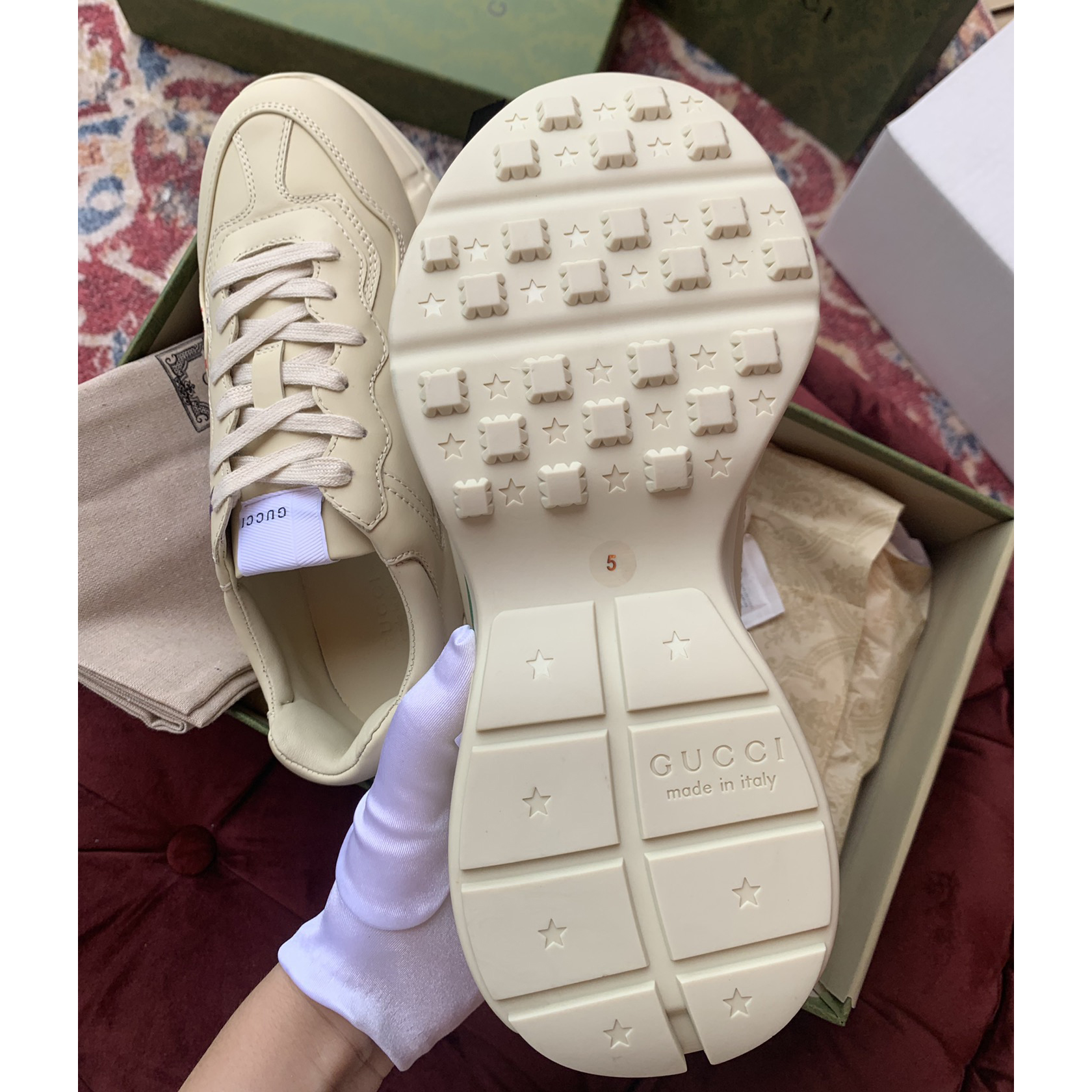 Gucci Men's Rhyton Sneaker In White - DopestKickz