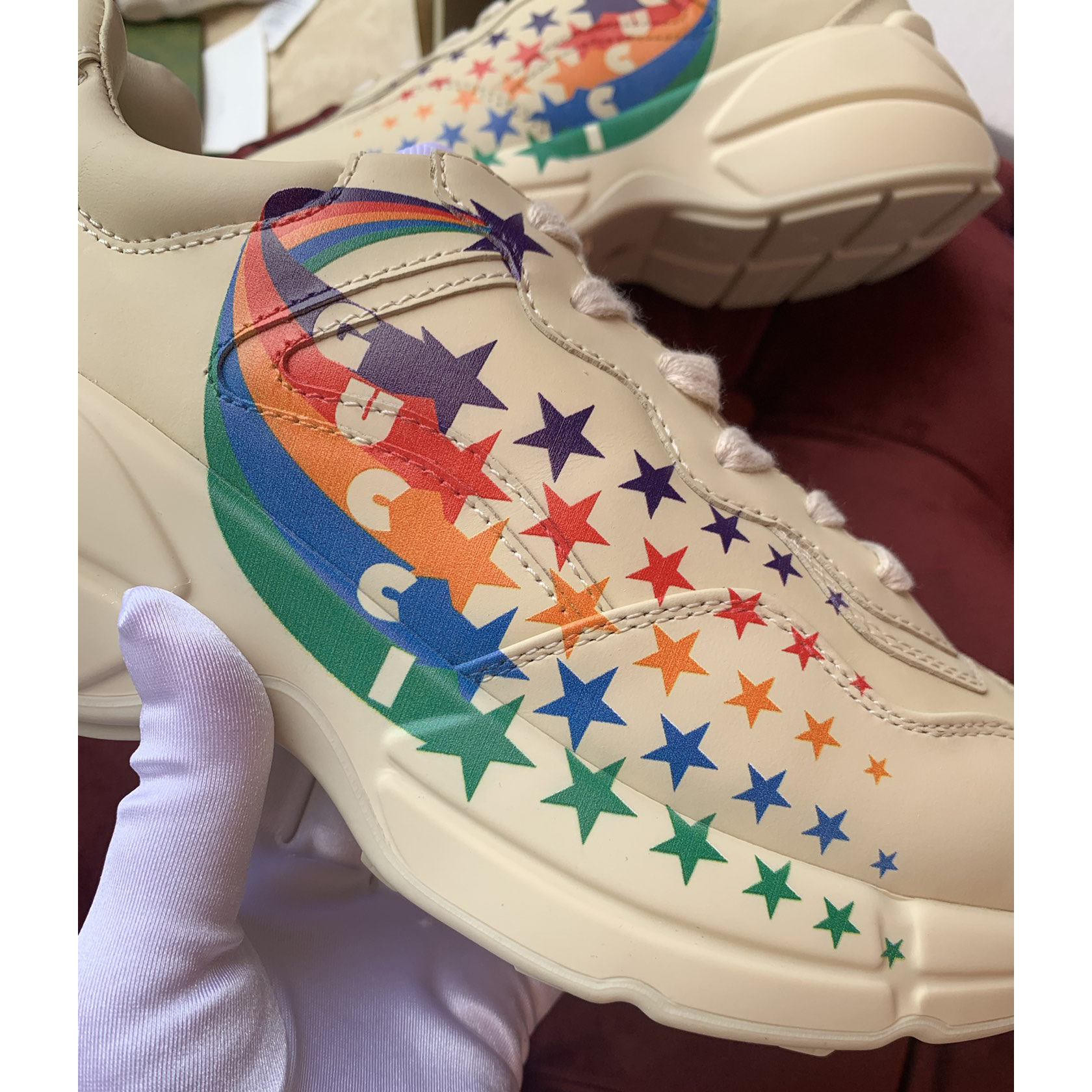 Gucci Men's Rhyton Sneaker In White - DopestKickz