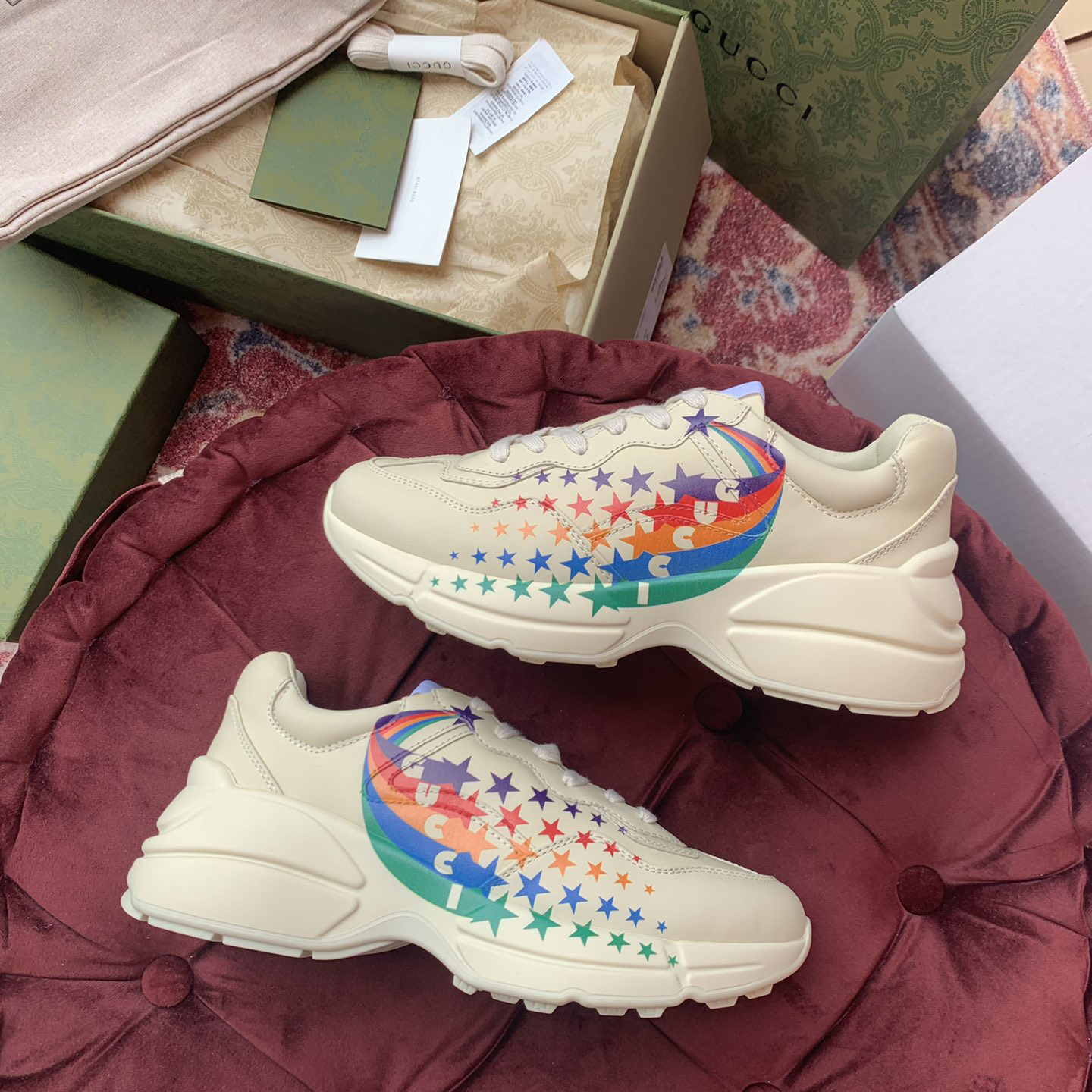 Gucci Men's Rhyton Sneaker In White - DopestKickz