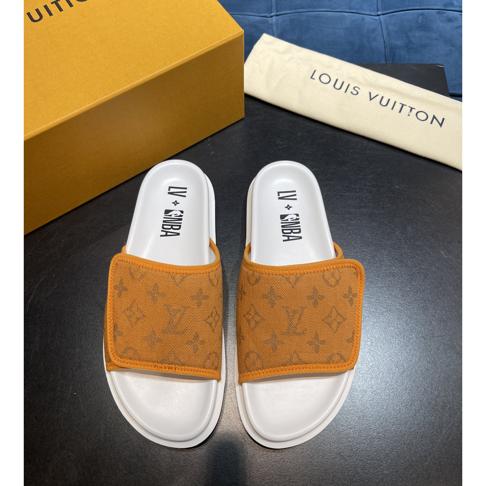 Louis Vuitton x NBA Monogram Slipper - DopestKickz