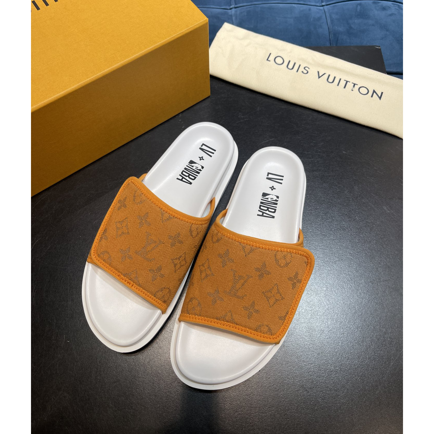 Louis Vuitton x NBA Monogram Slipper - DopestKickz