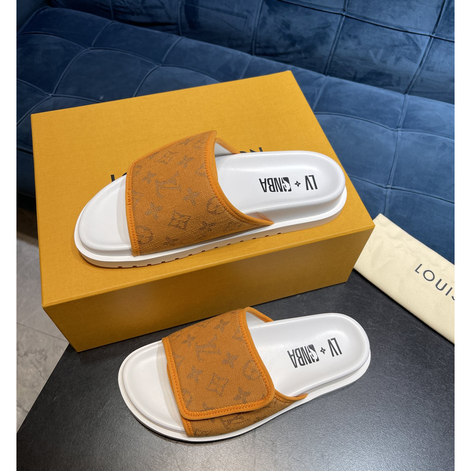 Louis Vuitton x NBA Monogram Slipper - DopestKickz