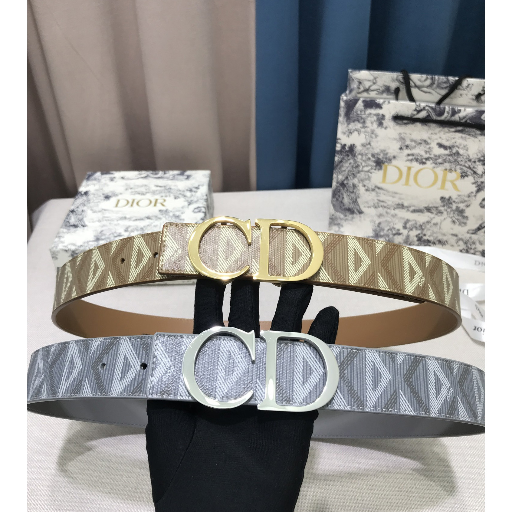 Dior CD Diamond Print  40mm Reversible Belt  - DopestKickz