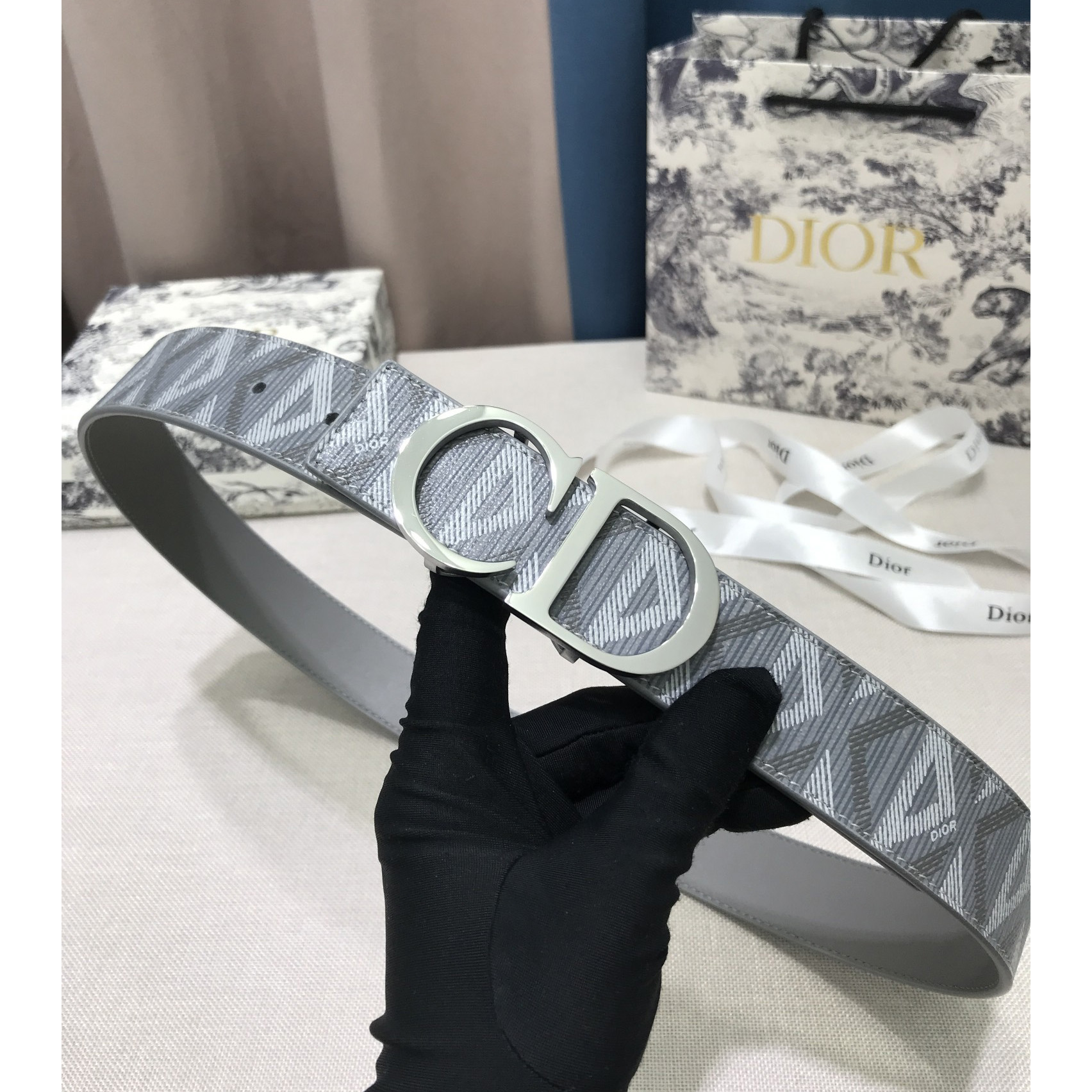Dior CD Diamond Print  40mm Reversible Belt  - DopestKickz