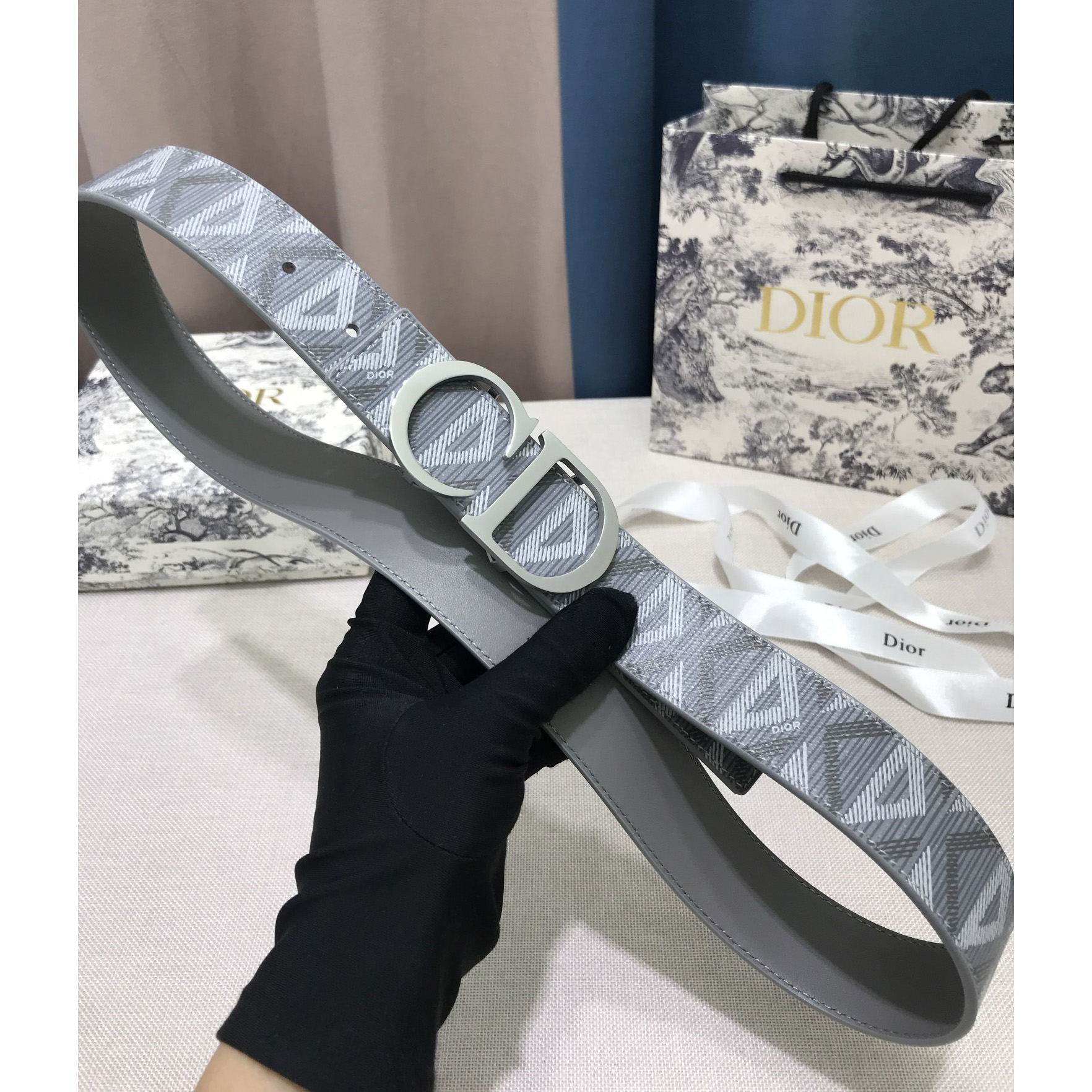 Dior CD Diamond Print  40mm Reversible Belt  - DopestKickz