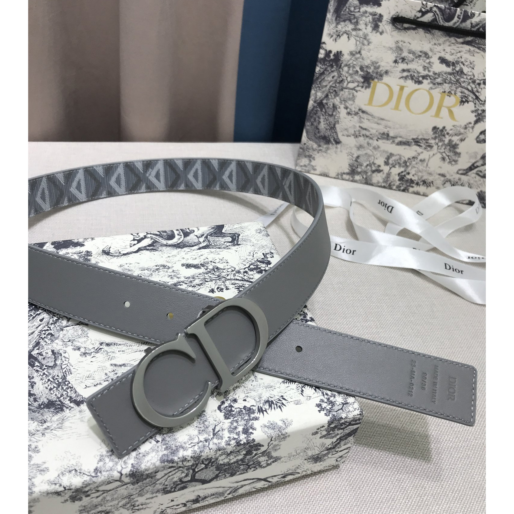 Dior CD Diamond Print  40mm Reversible Belt  - DopestKickz