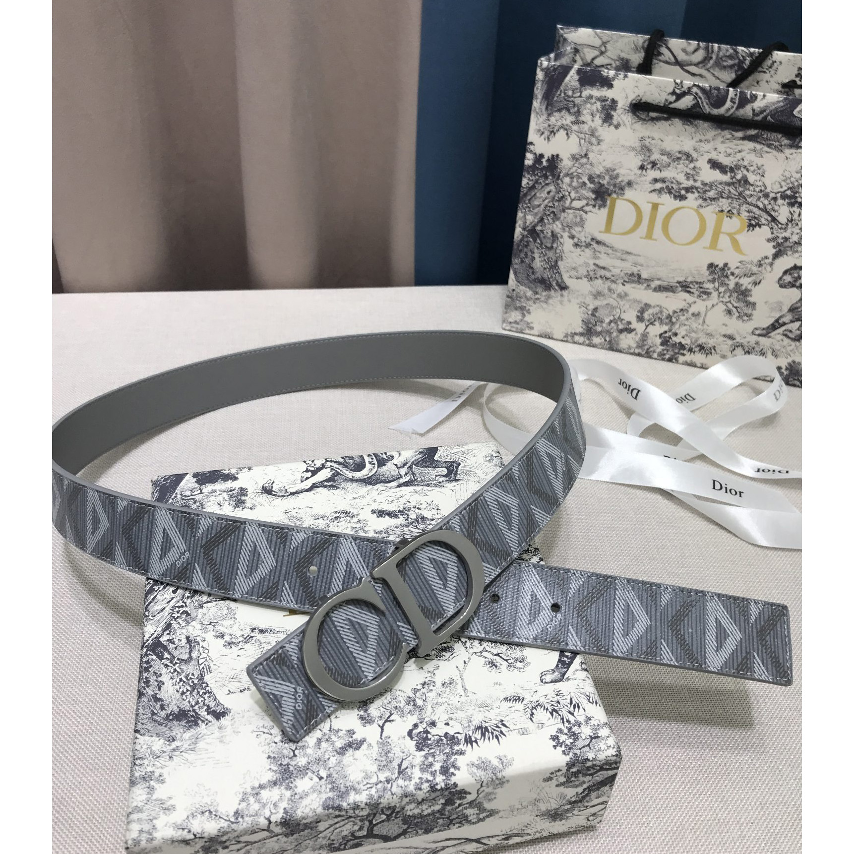Dior CD Diamond Print  40mm Reversible Belt  - DopestKickz