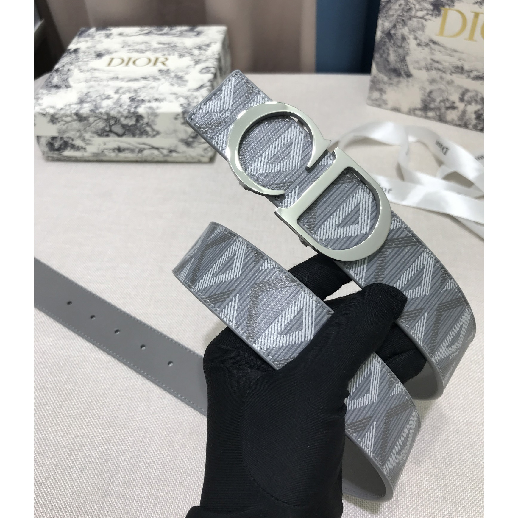 Dior CD Diamond Print  40mm Reversible Belt  - DopestKickz