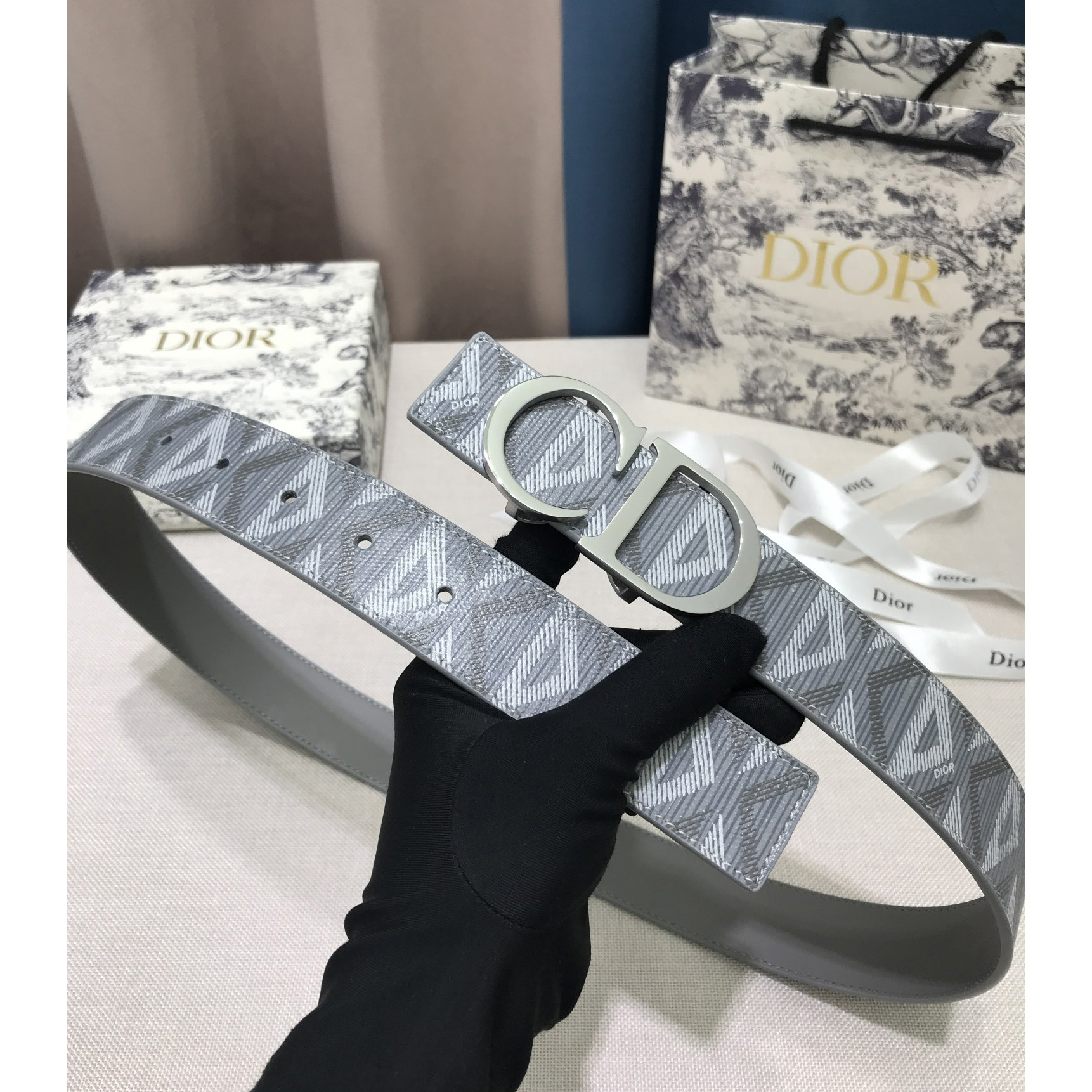Dior CD Diamond Print  40mm Reversible Belt  - DopestKickz